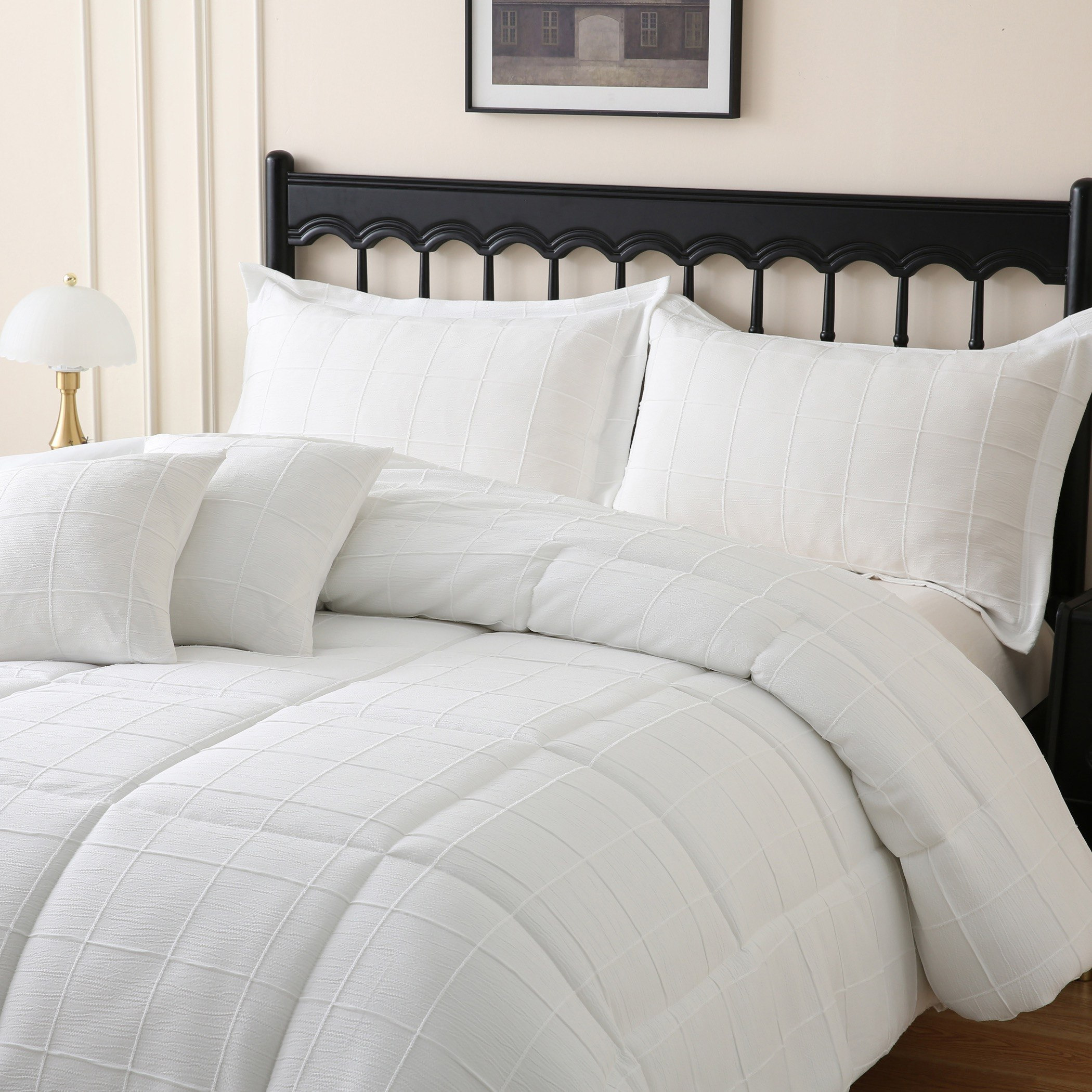 White Bliss Crep 5-Piece King Comforter Set - 220x240 cm-hbxhomeware-hbxbedroom-image-3