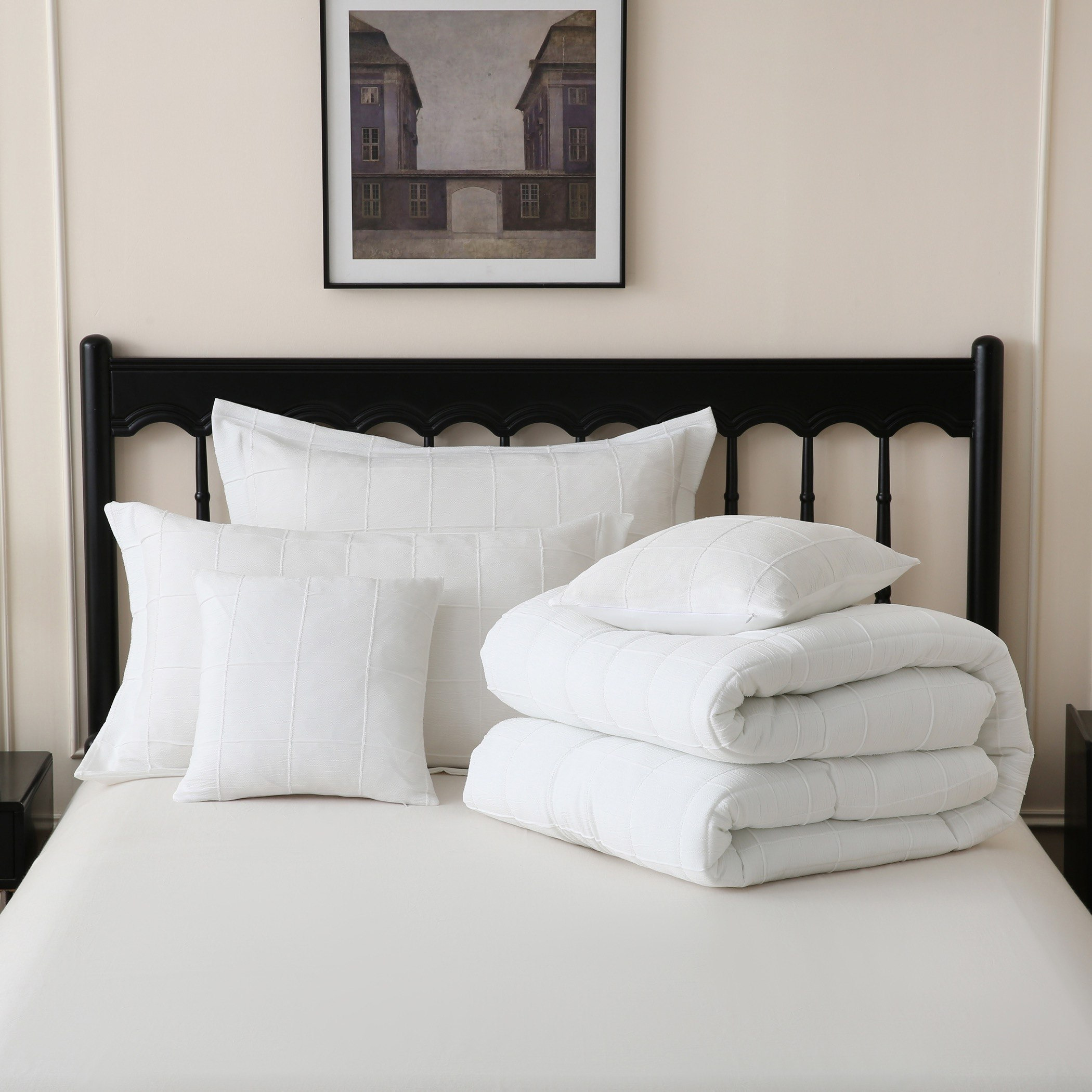 White Bliss Crep 5-Piece King Comforter Set - 220x240 cm-hbxhomeware-hbxbedroom-image-7