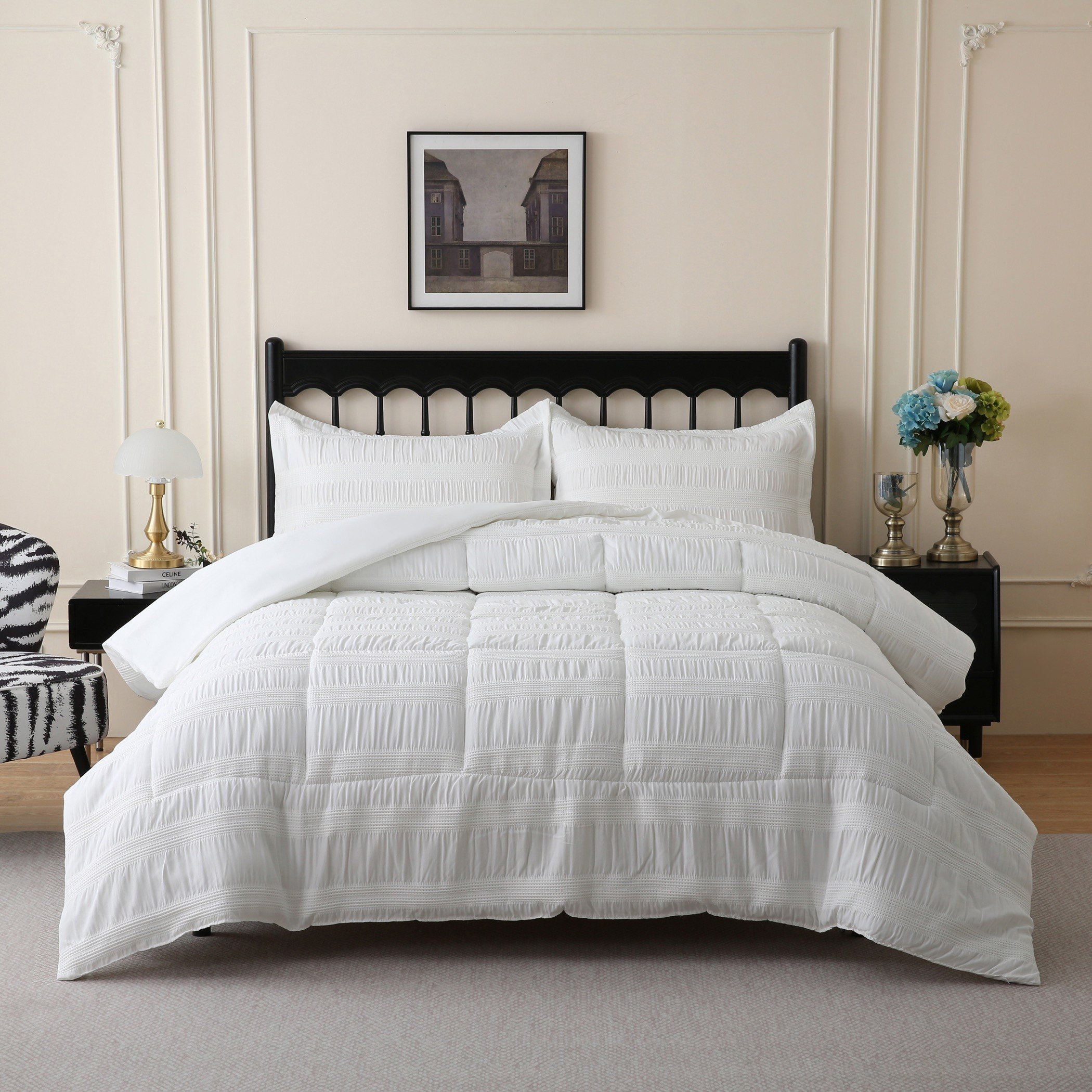 Braxton Waflle Ruffle 3-Piece Twin Comforter Set - 160x220 cm-hbxhomeware-hbxbedroom-image-1