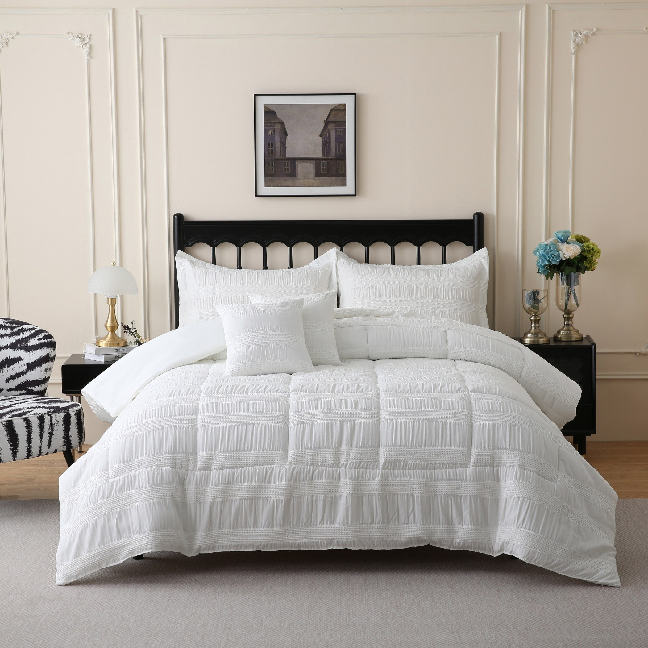 Braxton Waflle Ruffle 5-Piece King Comforter Set - 220x240 cm-hbxhomeware-hbxbedroom-image-1