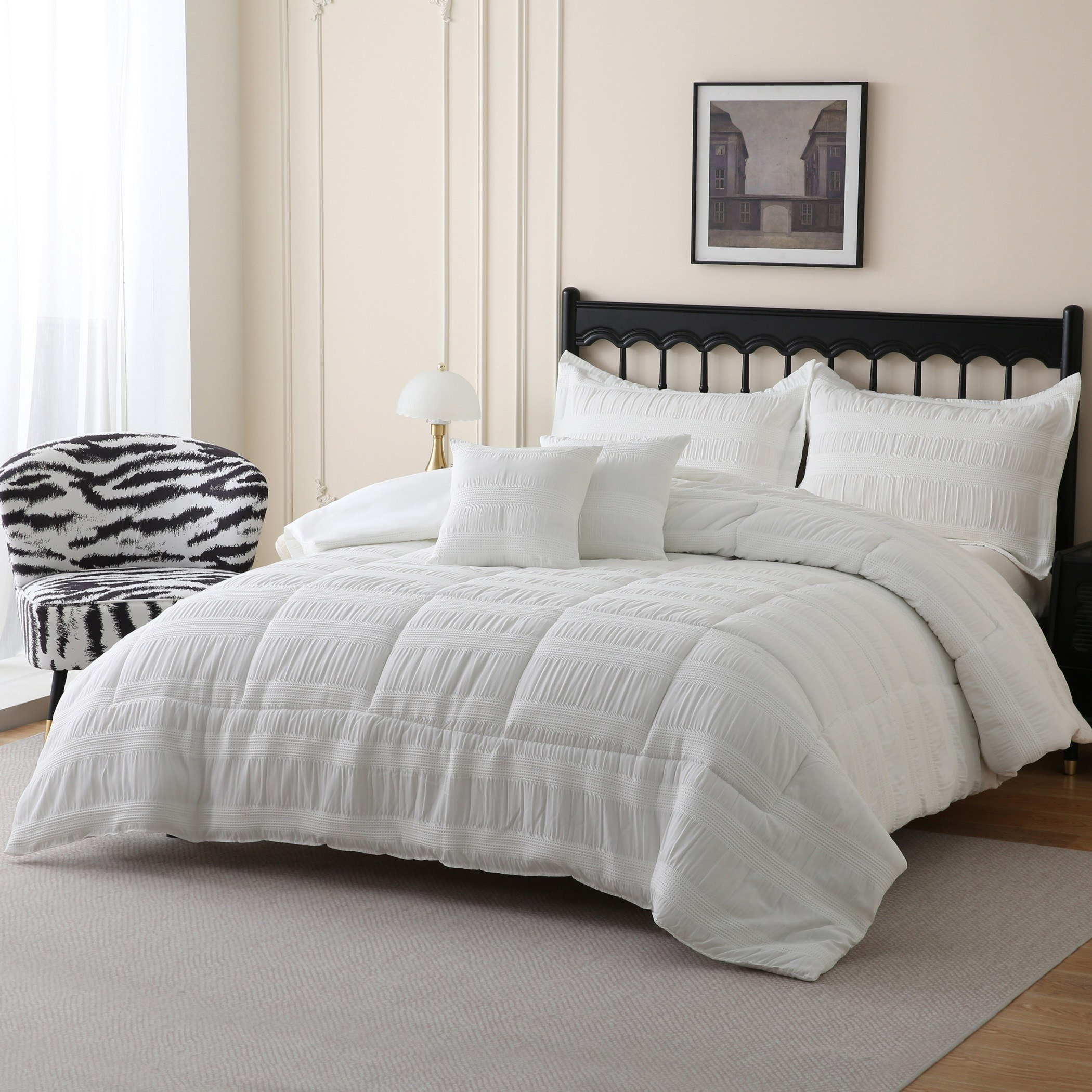 Braxton Waflle Ruffle 5-Piece King Comforter Set - 220x240 cm-hbxhomeware-hbxbedroom-image-2