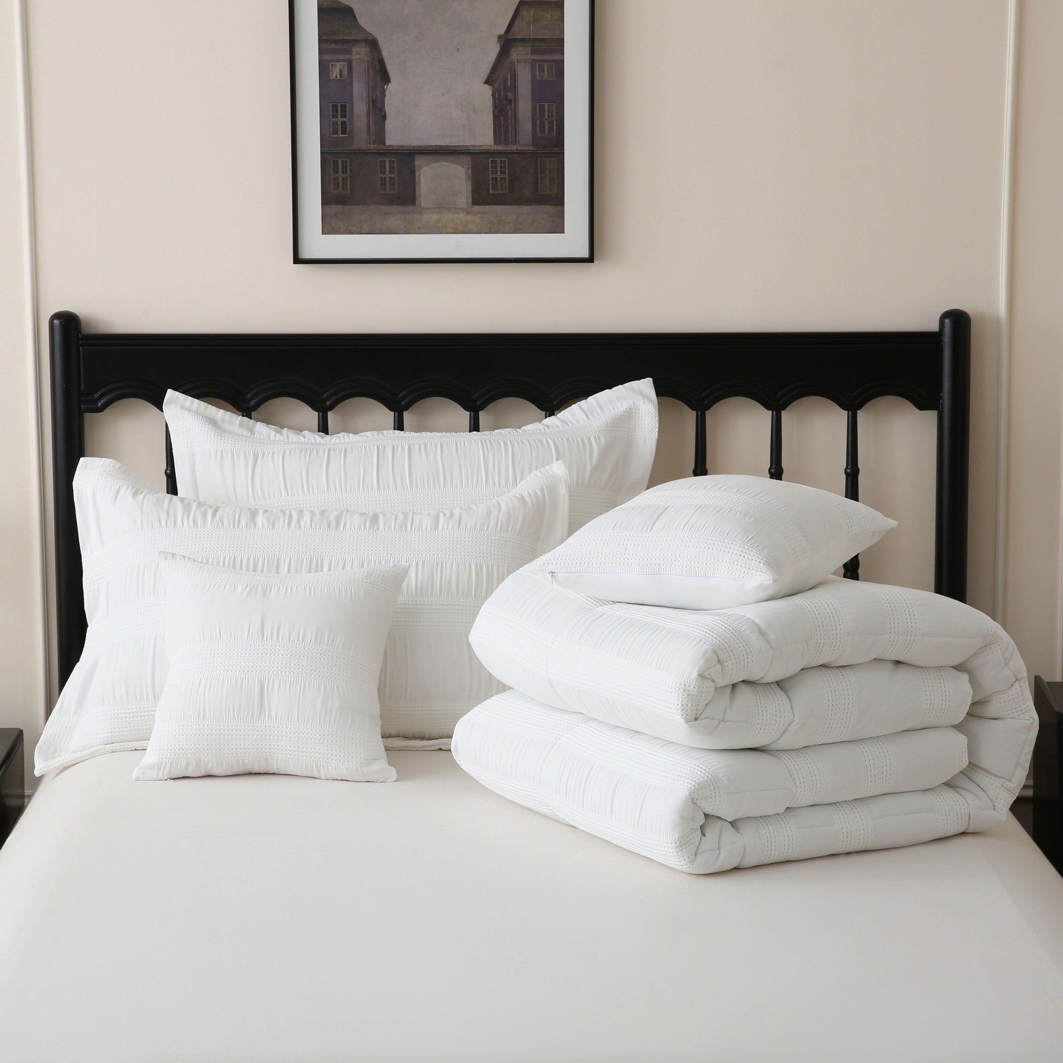Braxton Waflle Ruffle 5-Piece King Comforter Set - 220x240 cm-hbxhomeware-hbxbedroom-image-7