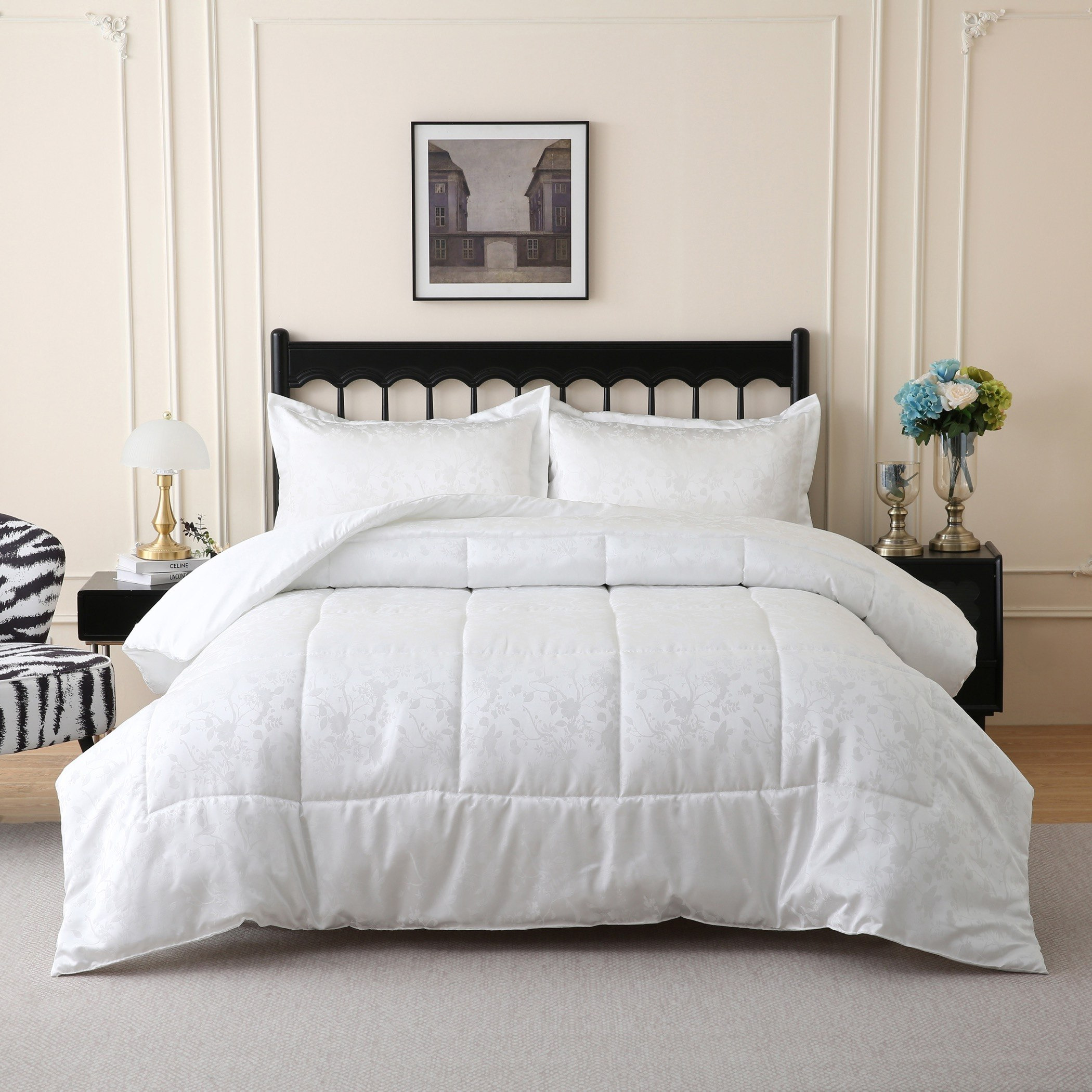 طقم لحاف توين 3 قطع بتصميم أوراق شجر من وايت بليس - 160x220 سم-hbxhomeware-hbxbedroom-image-1