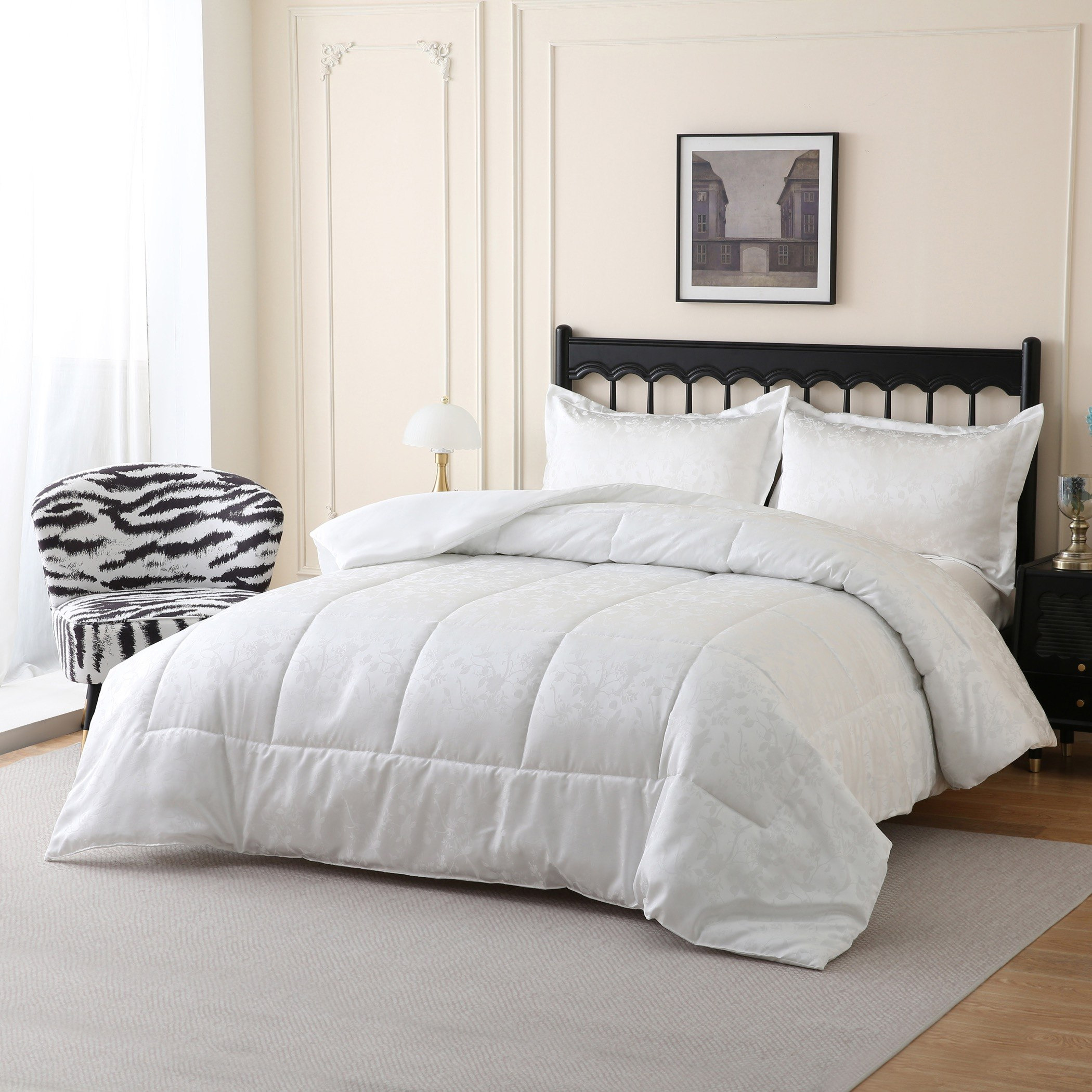 طقم لحاف توين 3 قطع بتصميم أوراق شجر من وايت بليس - 160x220 سم-hbxhomeware-hbxbedroom-image-2