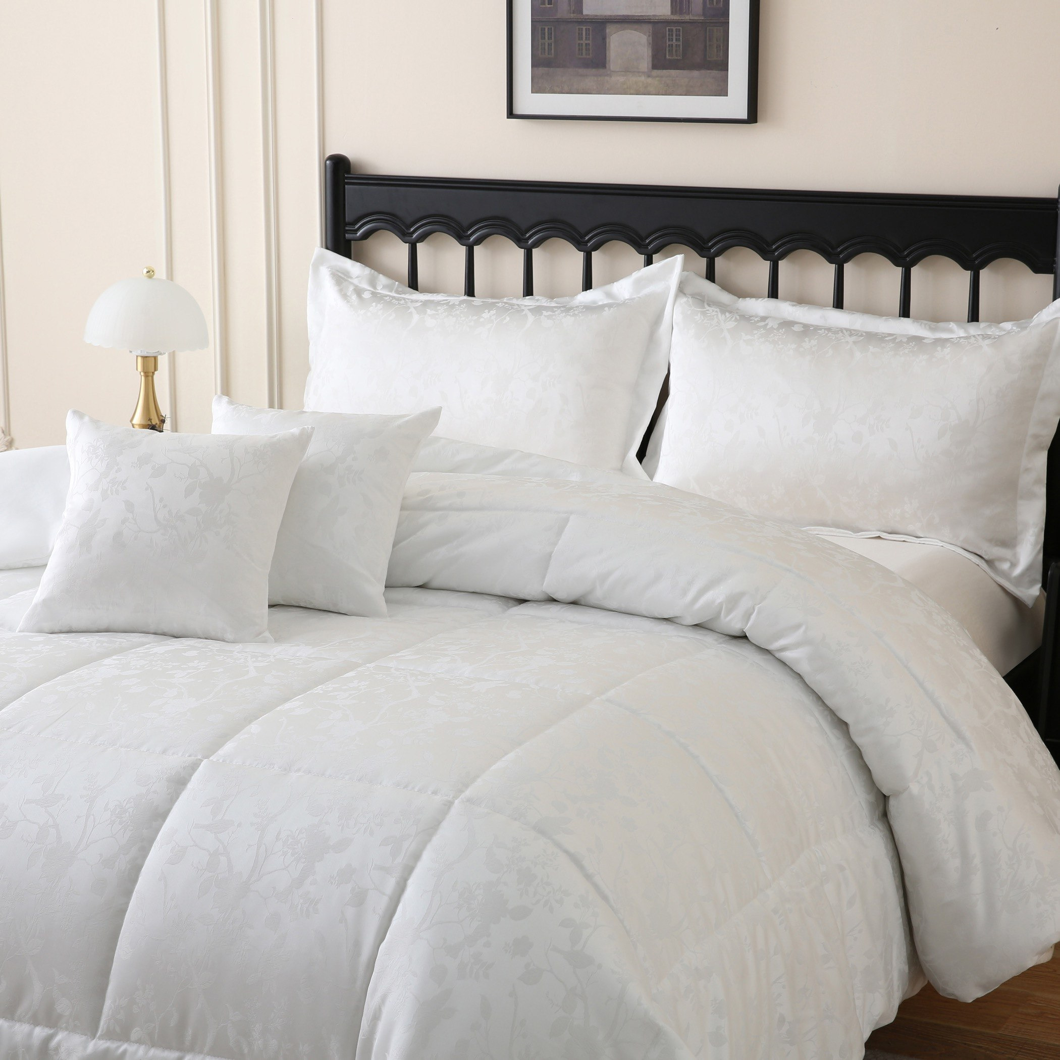 White Bliss Leaf 5-Piece King Comforter Set - 220x240 cm-hbxhomeware-hbxbedroom-image-3