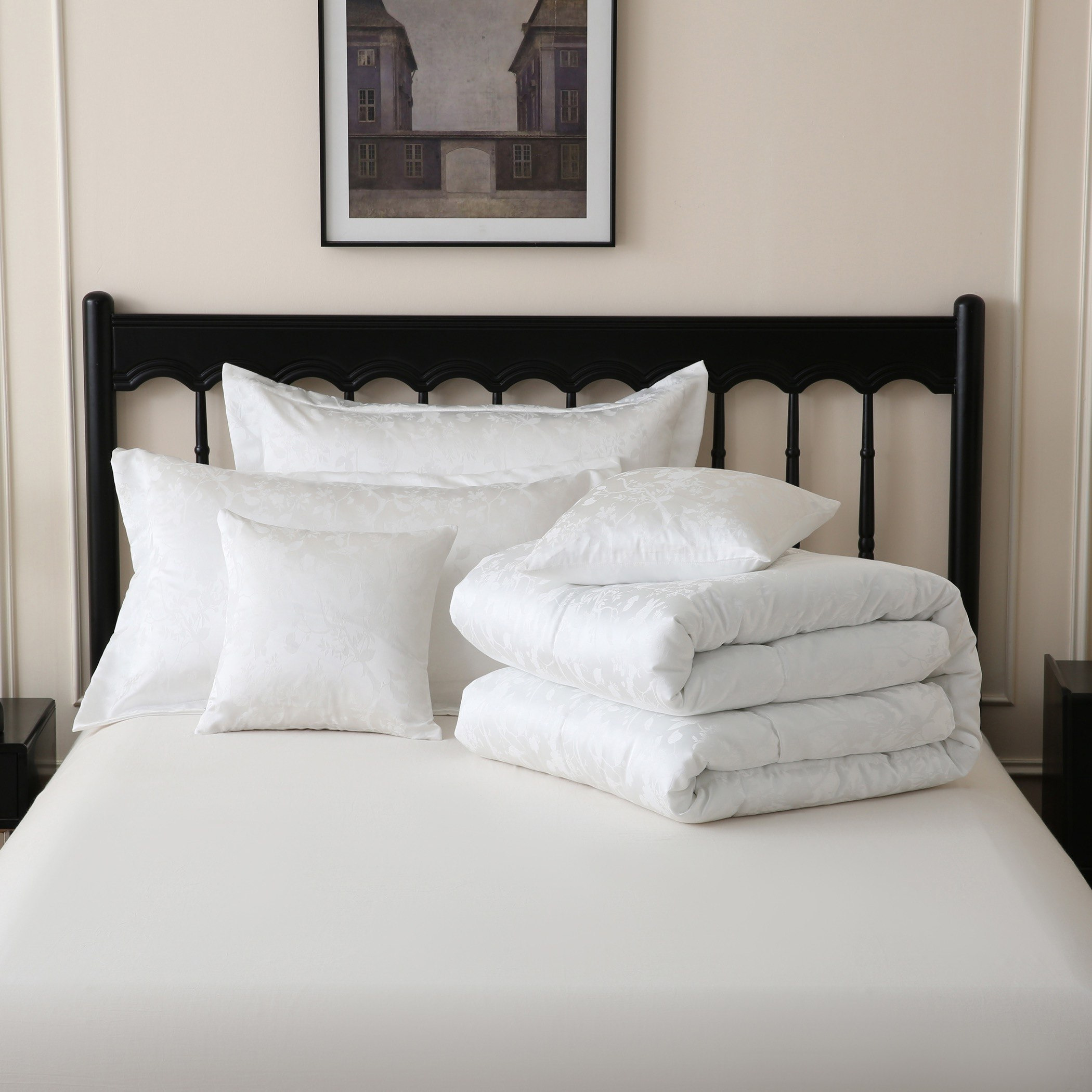 White Bliss Leaf 5-Piece King Comforter Set - 220x240 cm-hbxhomeware-hbxbedroom-image-7