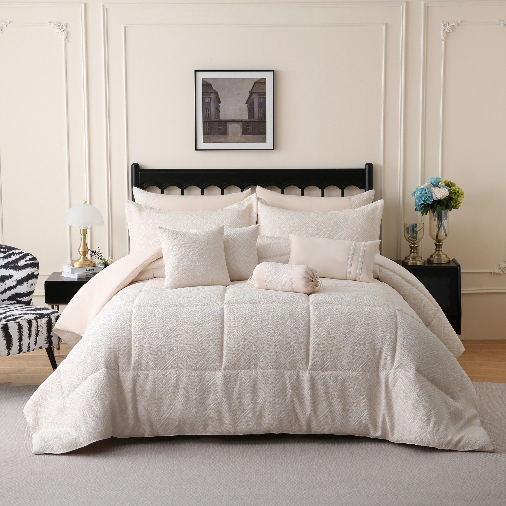 طقم لحاف سوبر كينج 10 قطع لورا من أرتيسان ديلوكس - 240×260 سم-hbxhomeware-hbxbedroom-image-1