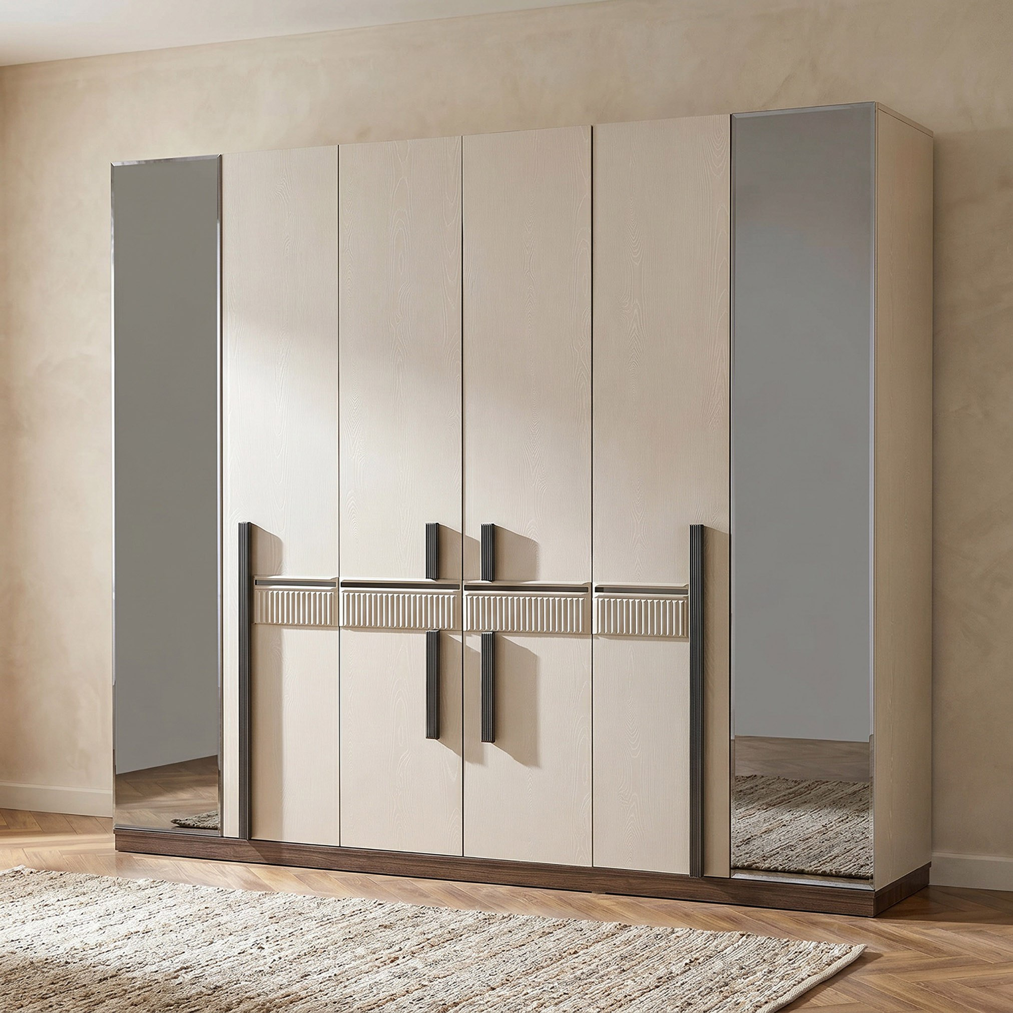 Leeds 6-Door Wardrobe with 2-Drawer and Mirror-hbxfurniture-wardrobes-image-1