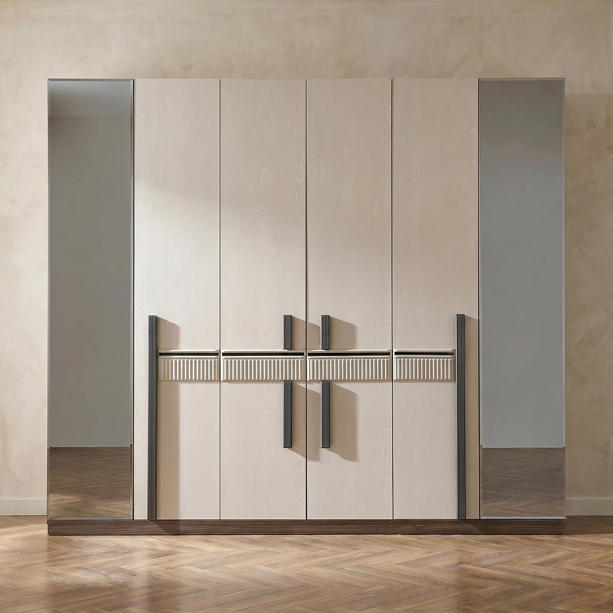 Leeds 6-Door Wardrobe with 2-Drawer and Mirror-hbxfurniture-wardrobes-image-2
