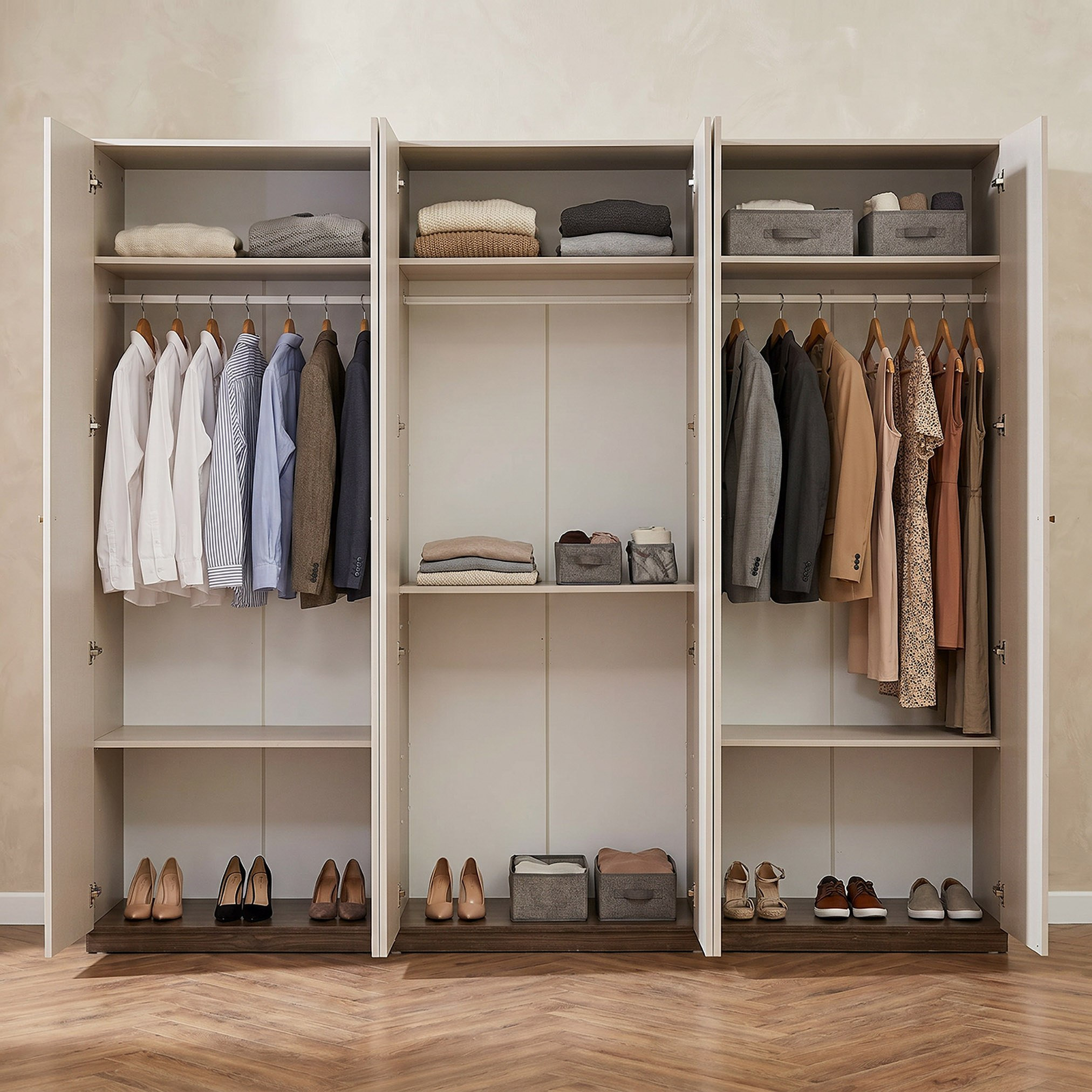 Leeds 6-Door Wardrobe with 2-Drawer and Mirror-hbxfurniture-wardrobes-image-3