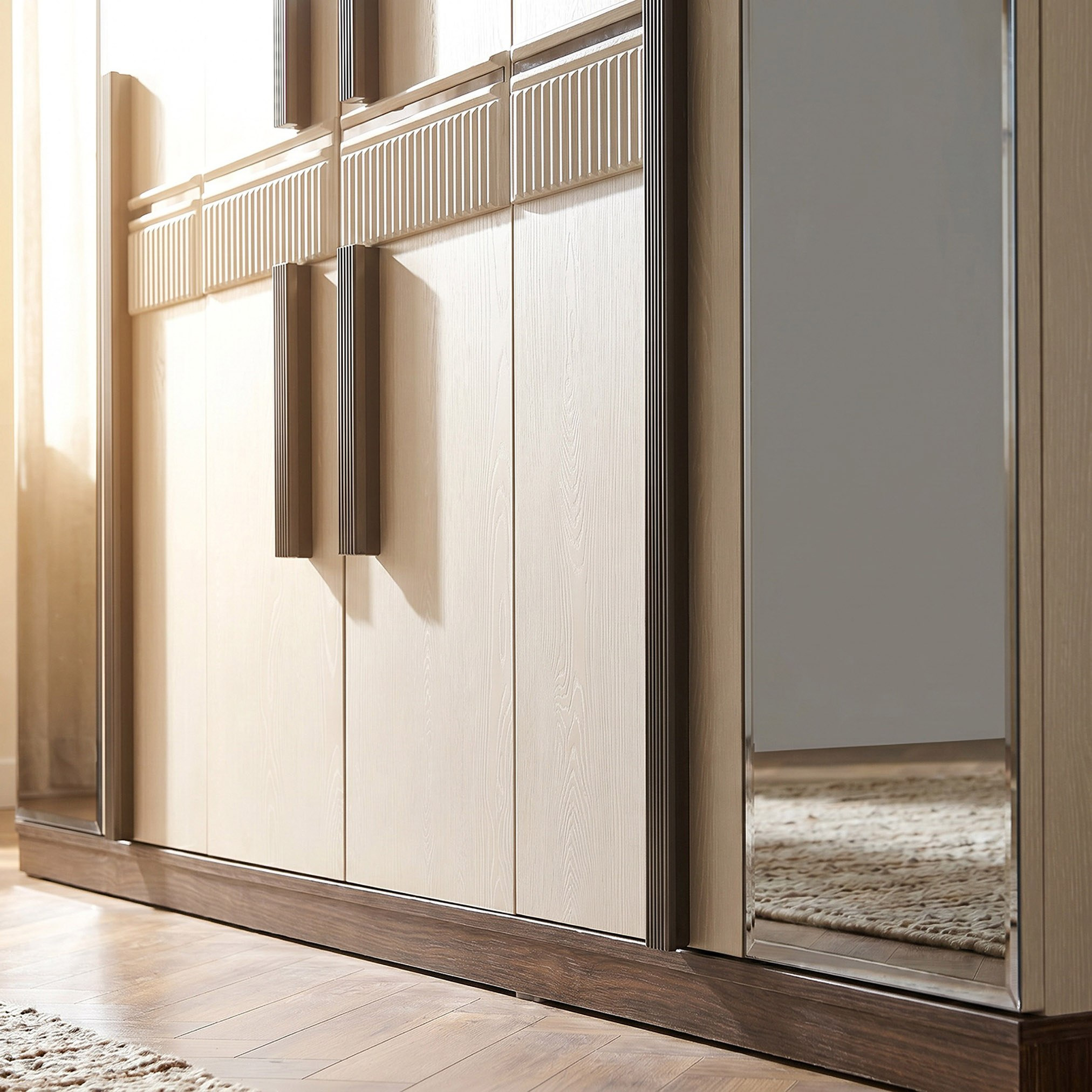 Leeds 6-Door Wardrobe with 2-Drawer and Mirror-hbxfurniture-wardrobes-image-5