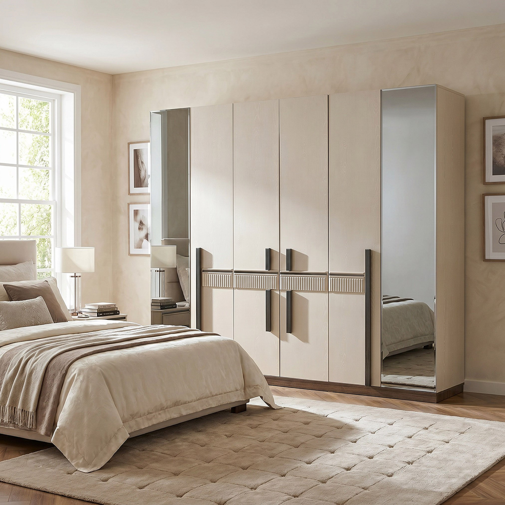 Leeds 6-Door Wardrobe with 2-Drawer and Mirror-hbxfurniture-wardrobes-image-7