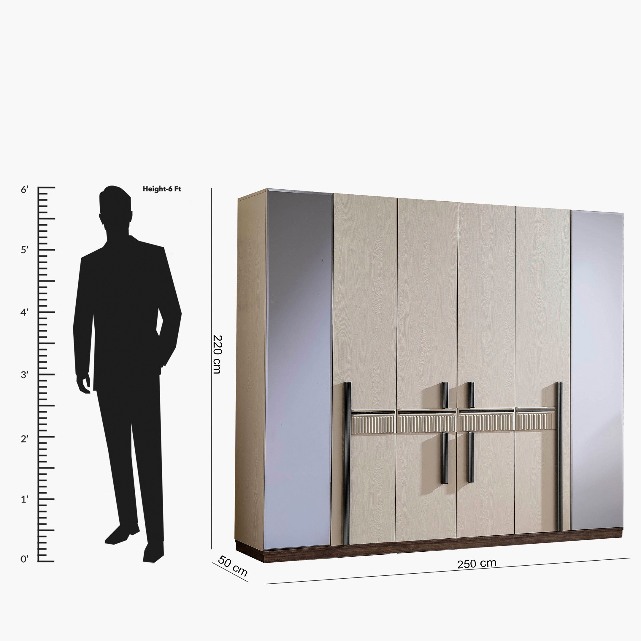 Leeds 6-Door Wardrobe with 2-Drawer and Mirror-hbxfurniture-wardrobes-image-8