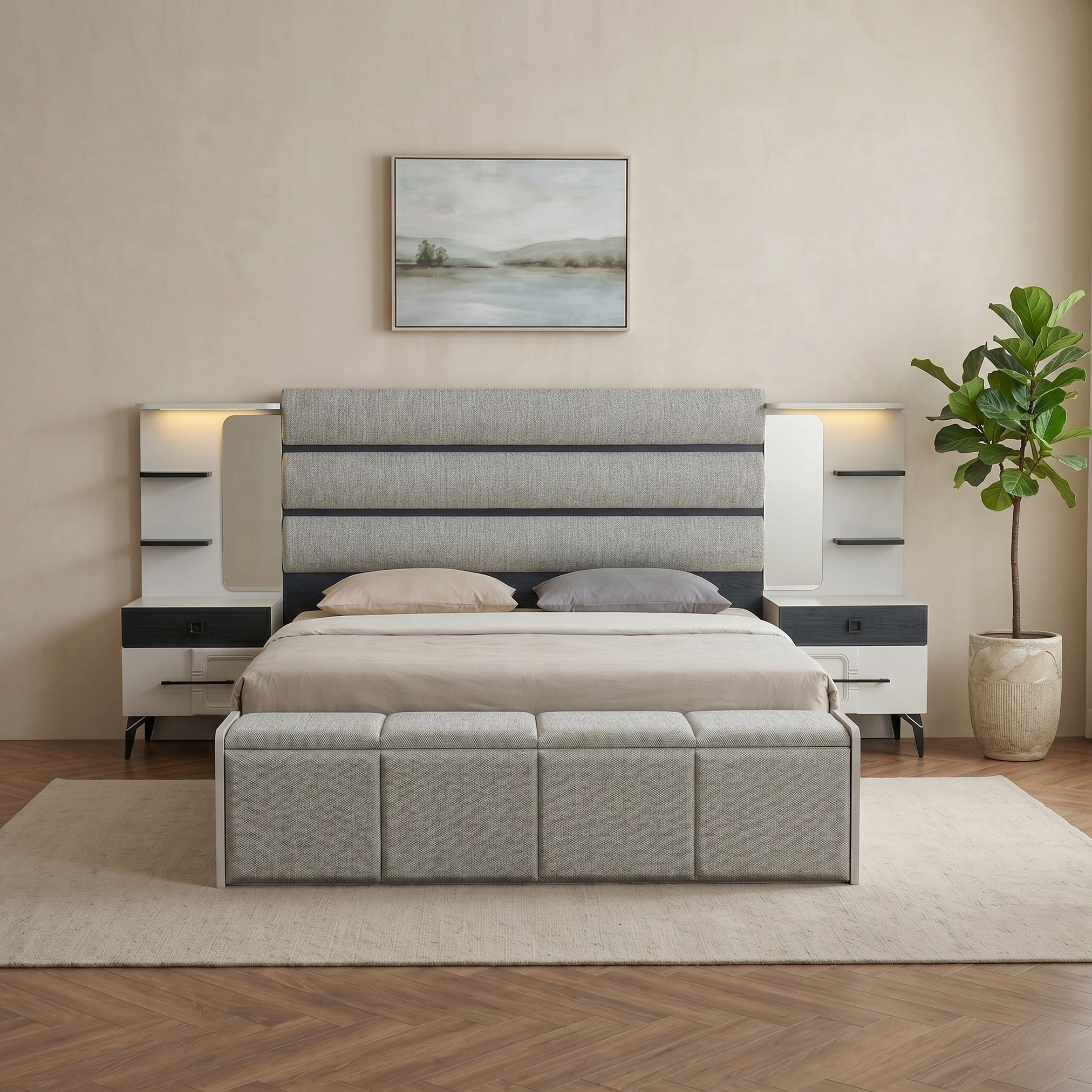 طقم غرفة نوم كينج 5 قطع من زيورخ - 180x200 سم-hbxbedroom-bedsandbedsets-bedroomsets-king-image-3