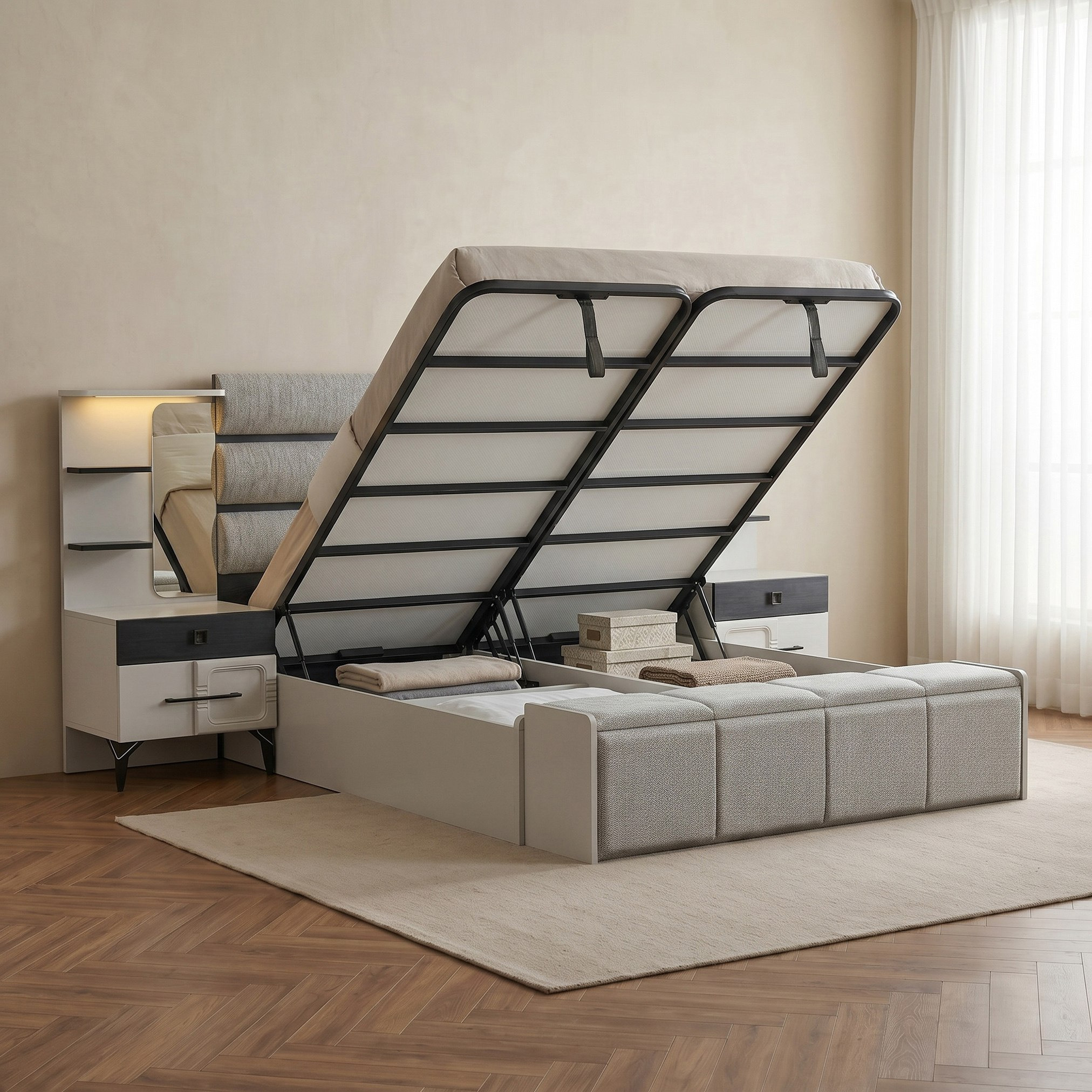 طقم غرفة نوم كينج 5 قطع من زيورخ - 180x200 سم-hbxbedroom-bedsandbedsets-bedroomsets-king-image-6