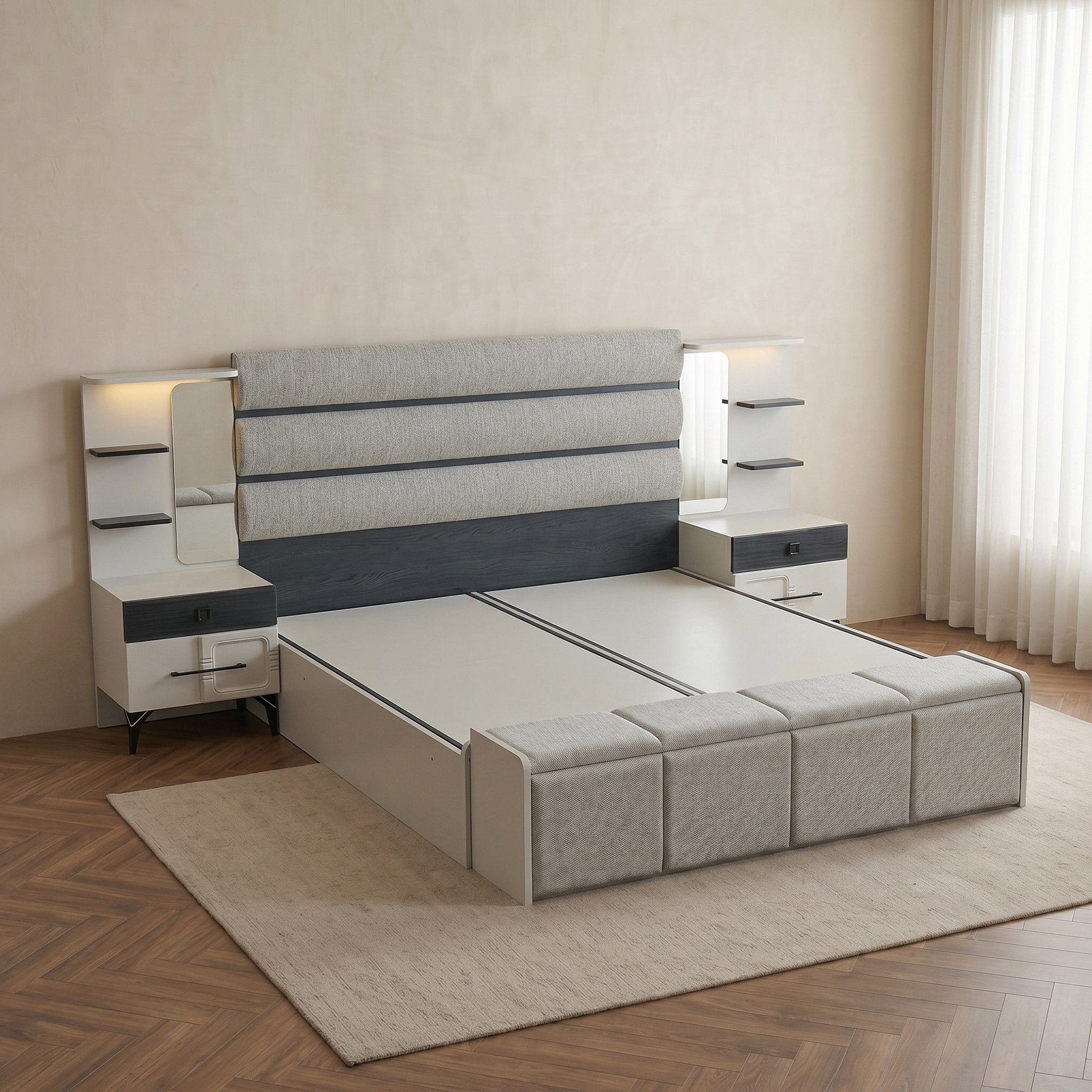 طقم غرفة نوم كينج 5 قطع من زيورخ - 180x200 سم-hbxbedroom-bedsandbedsets-bedroomsets-king-image-7