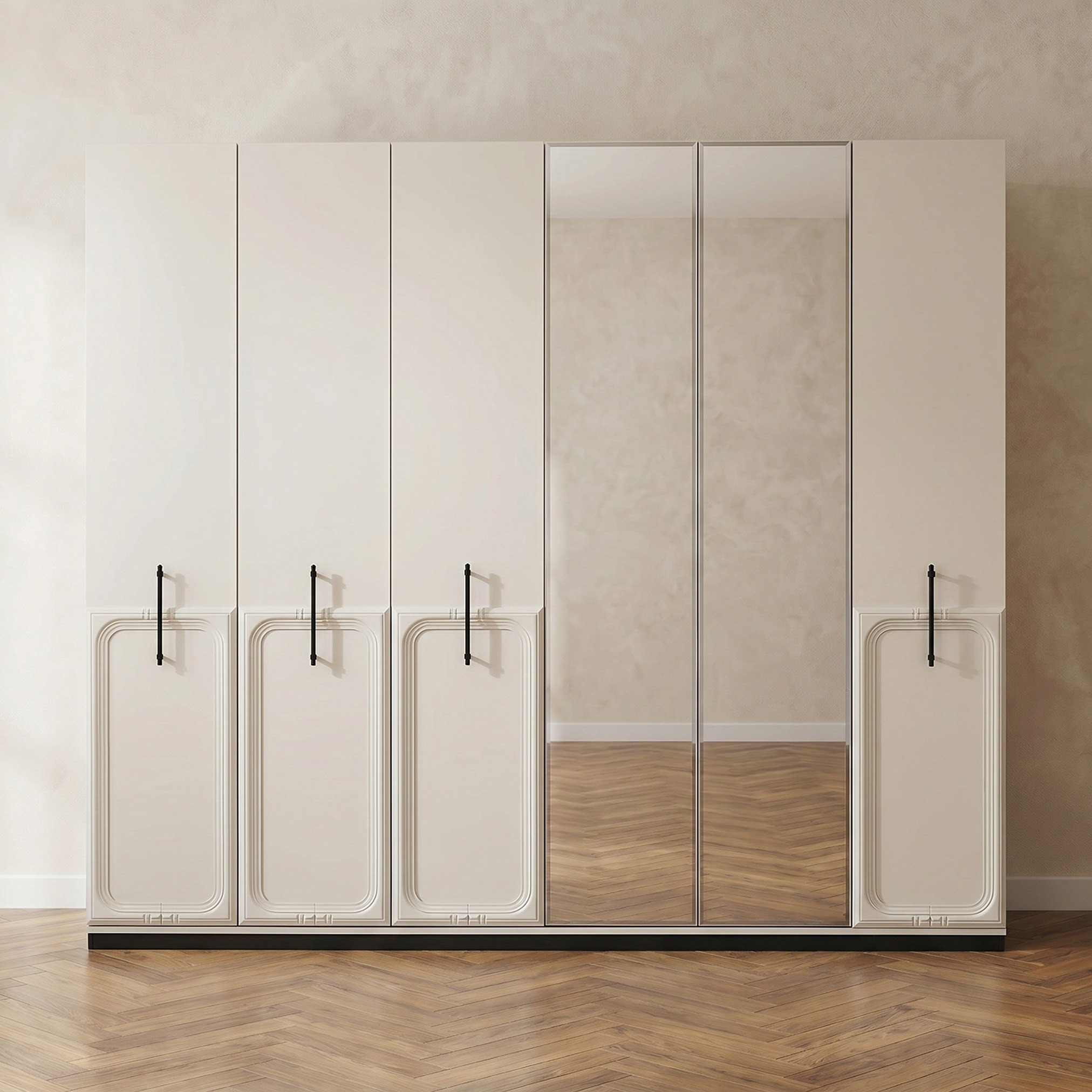 Zurich 6-Door Wardrobe with 2-Drawers and Mirror-hbxfurniture-wardrobes-image-2