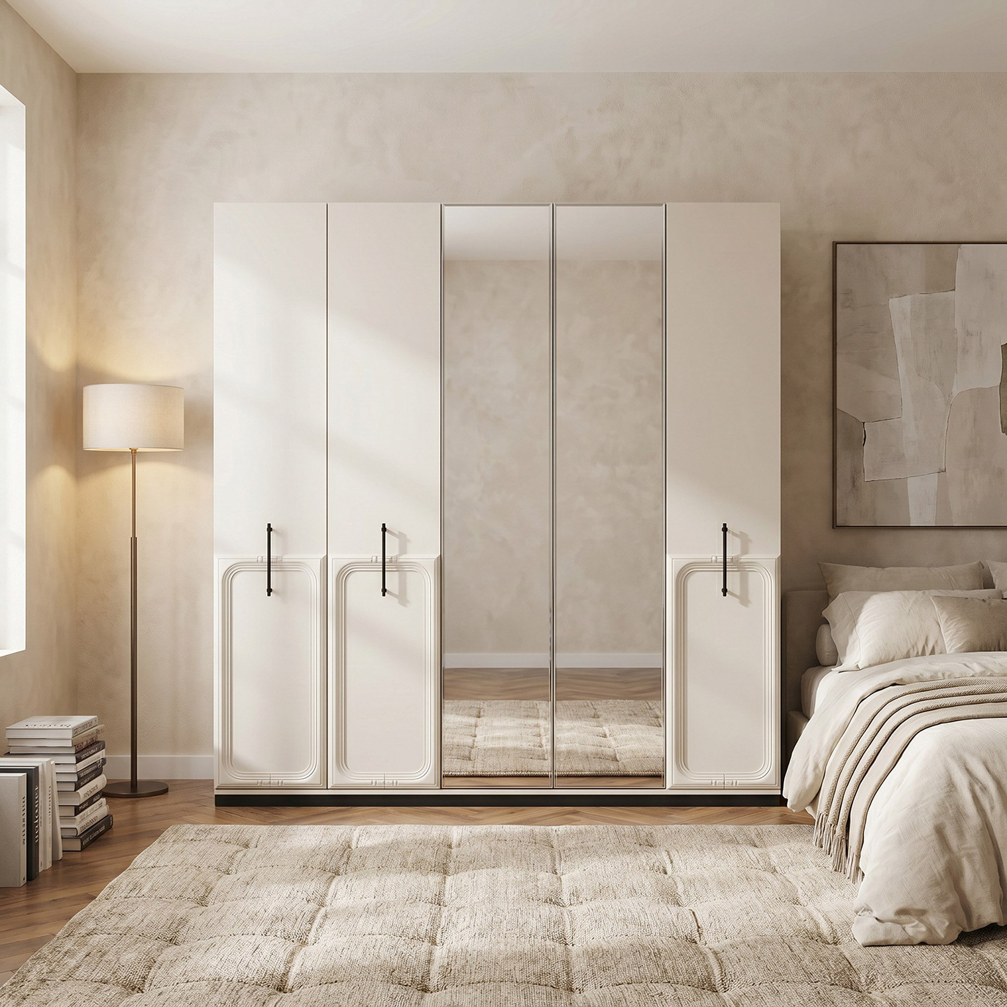 Zurich 6-Door Wardrobe with 2-Drawers and Mirror-hbxfurniture-wardrobes-image-7