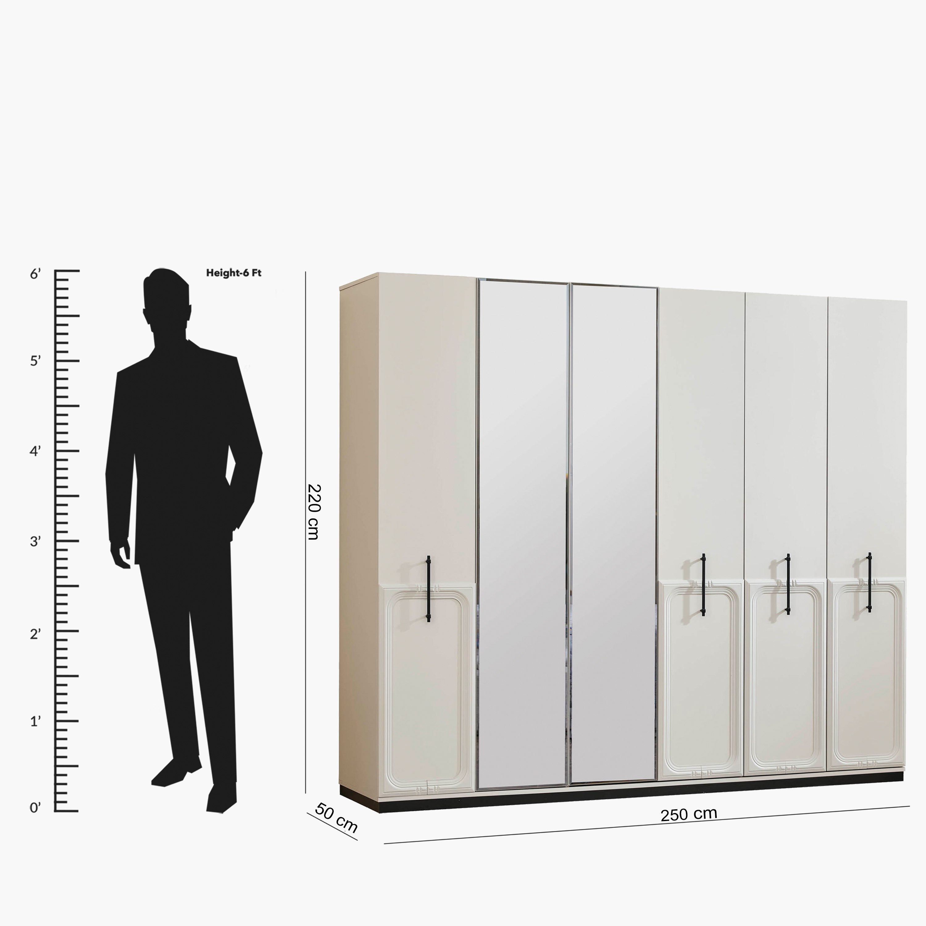 Zurich 6-Door Wardrobe with 2-Drawers and Mirror-hbxfurniture-wardrobes-image-8