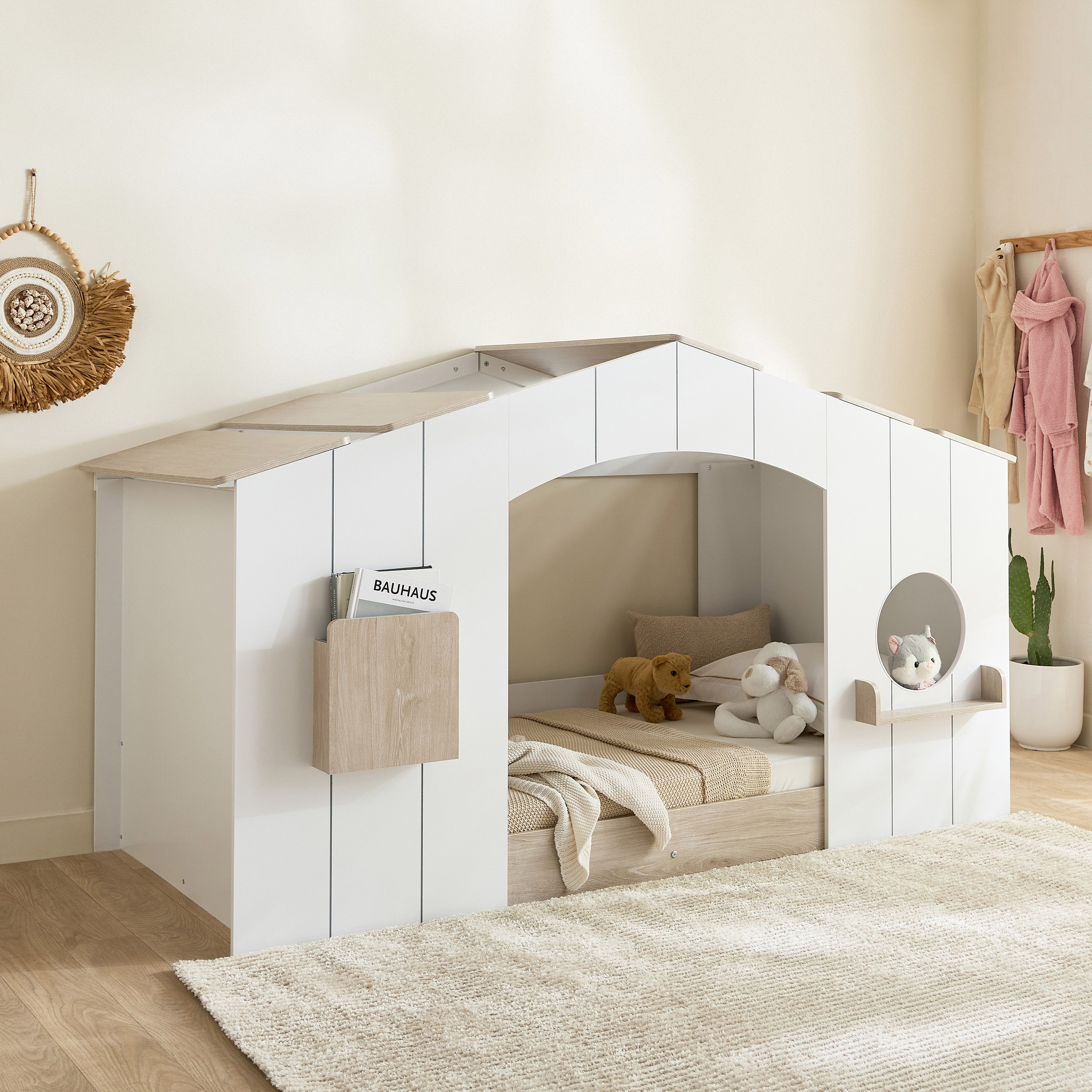 Movo Ivory Halmstad House Bed - 90x190 cm-hbxfurniture-bedsandbedsets-beds-single-image-1