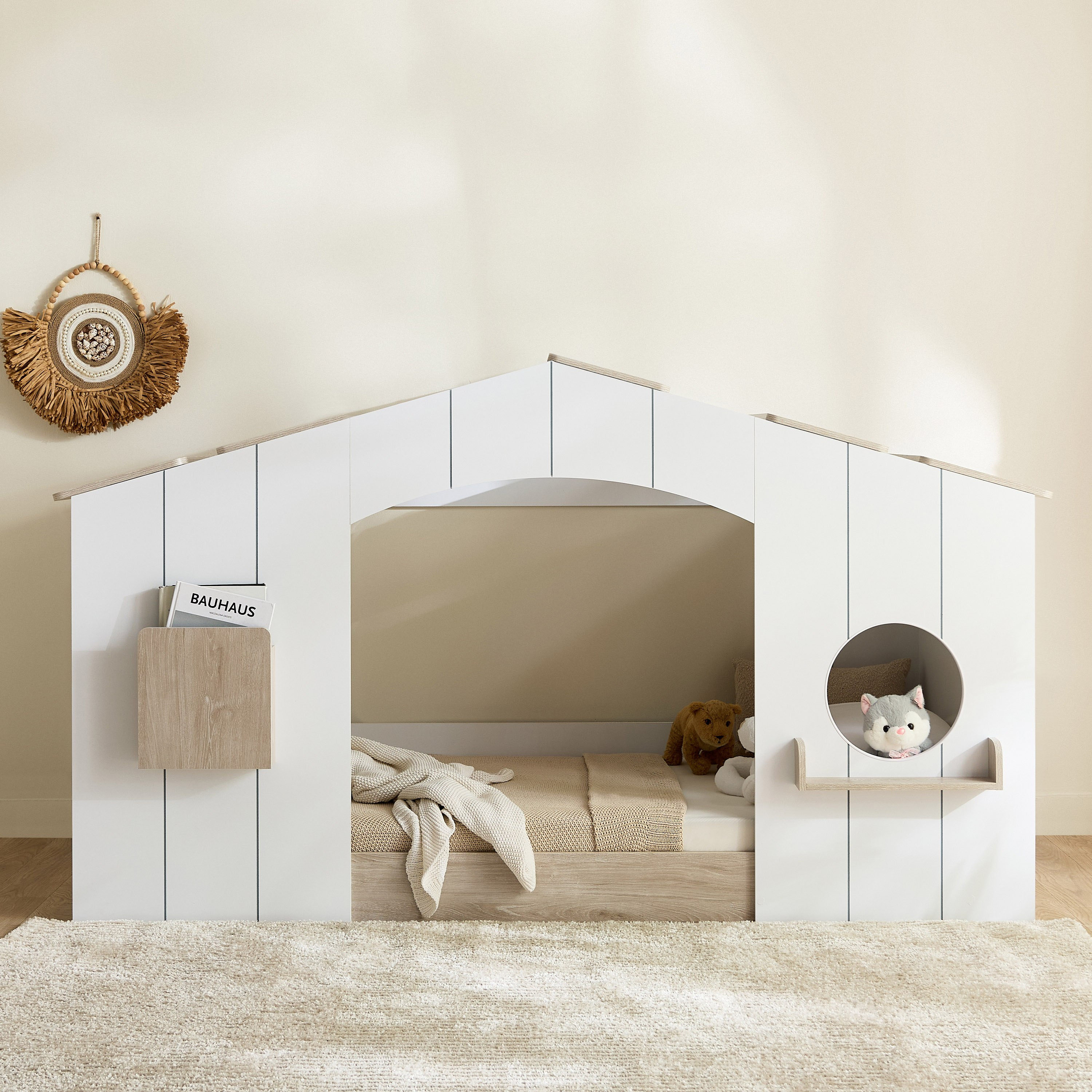 Movo Ivory Halmstad House Bed - 90x190 cm-hbxfurniture-bedsandbedsets-beds-single-image-2