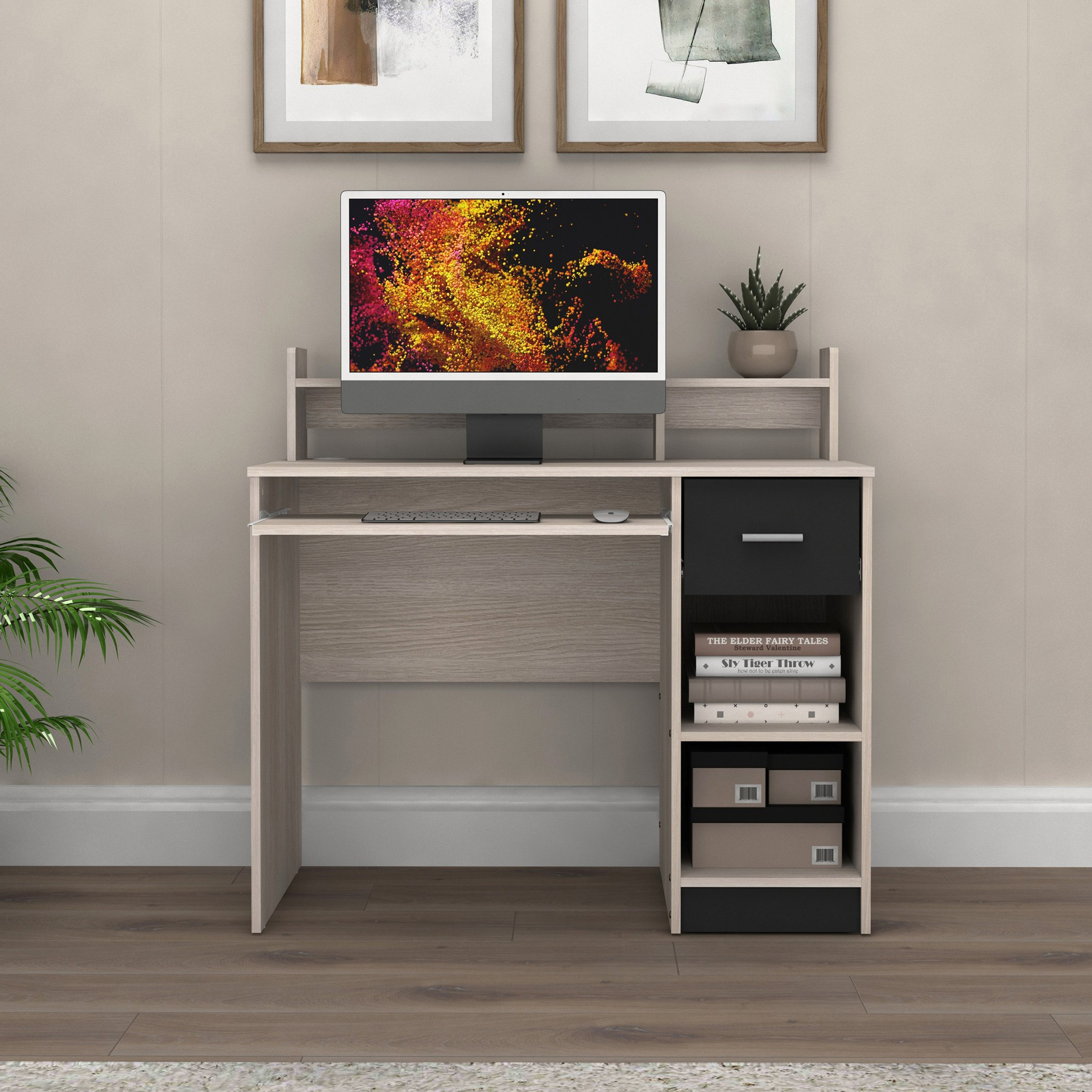 Movo Liya 1-Drawer Study Desk with Open Shelf and Keyboard Tray-hbxfurniture-office-desks-image-1