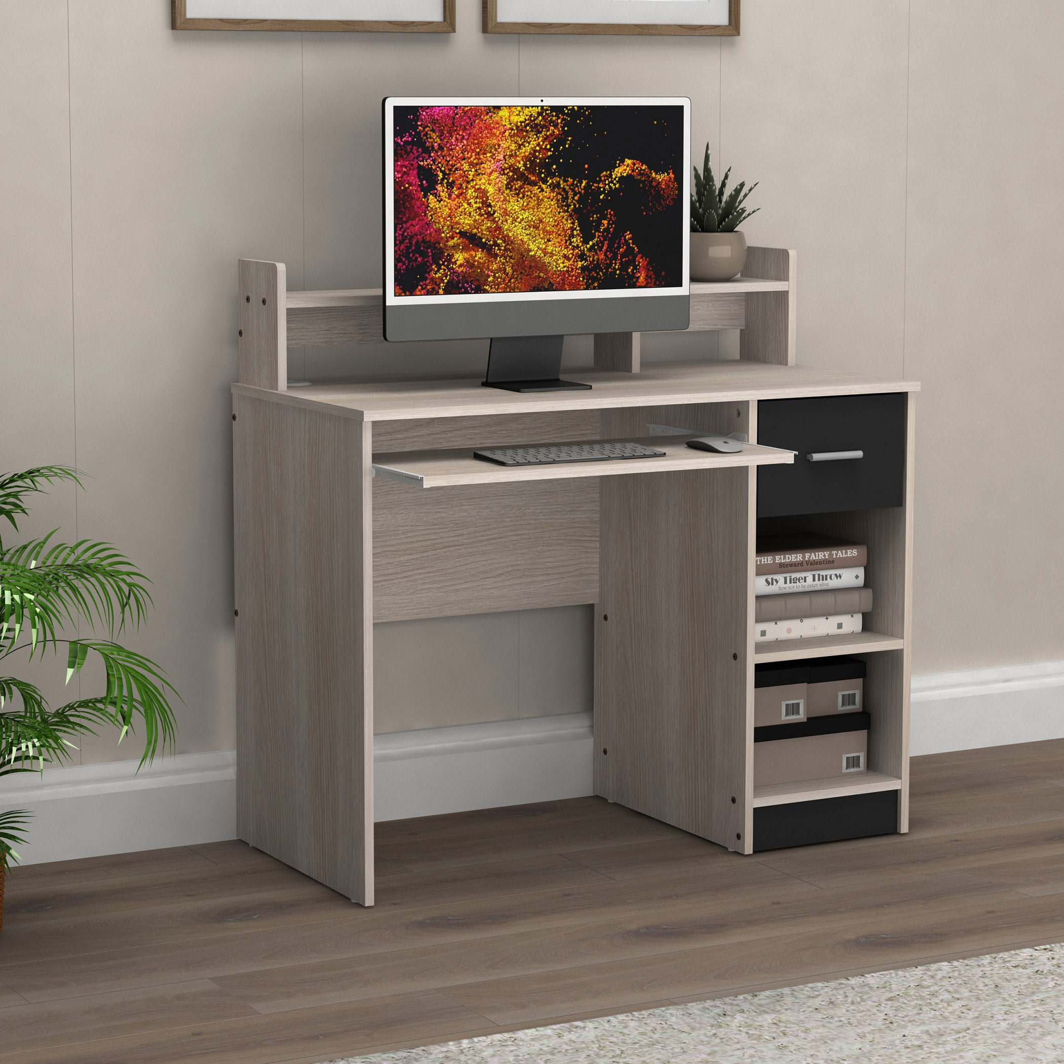 Movo Liya 1-Drawer Study Desk with Open Shelf and Keyboard Tray-hbxfurniture-office-desks-image-2