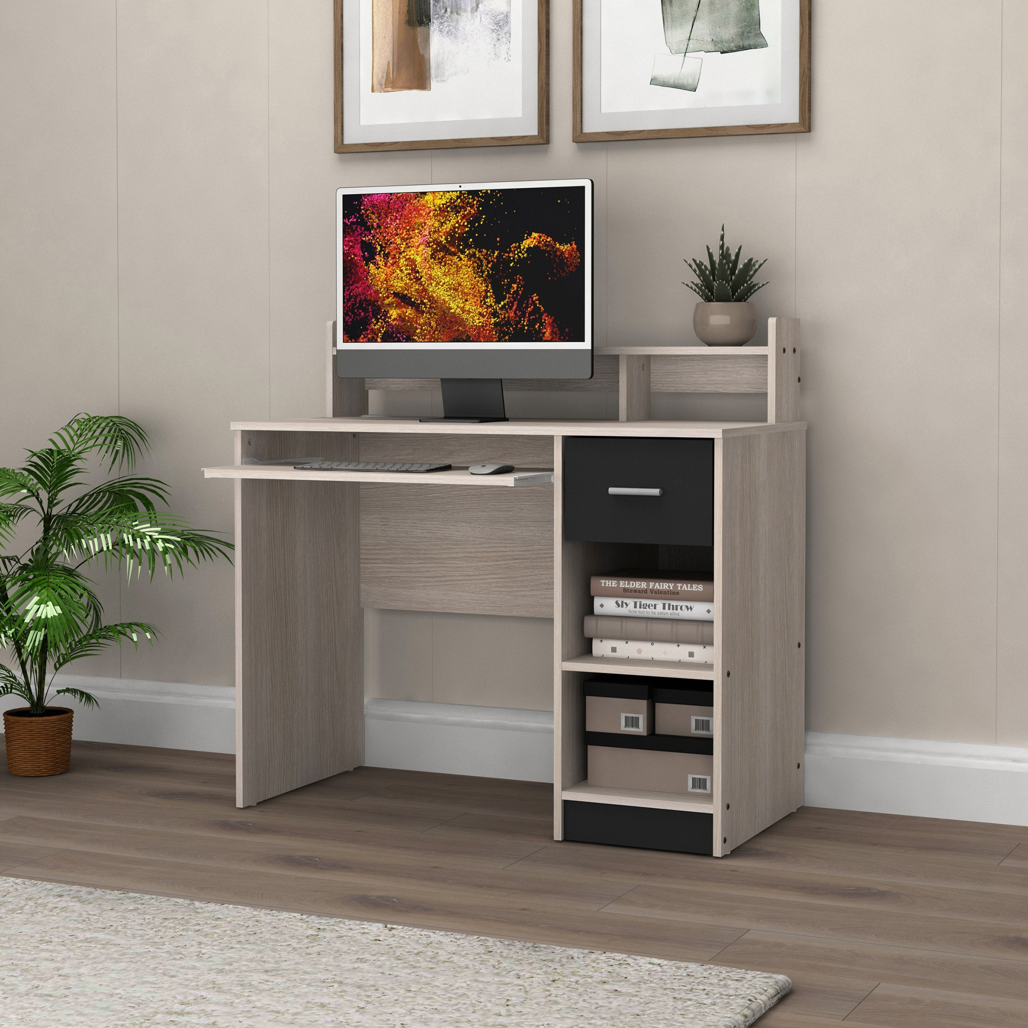 Movo Liya 1-Drawer Study Desk with Open Shelf and Keyboard Tray-hbxfurniture-office-desks-image-3