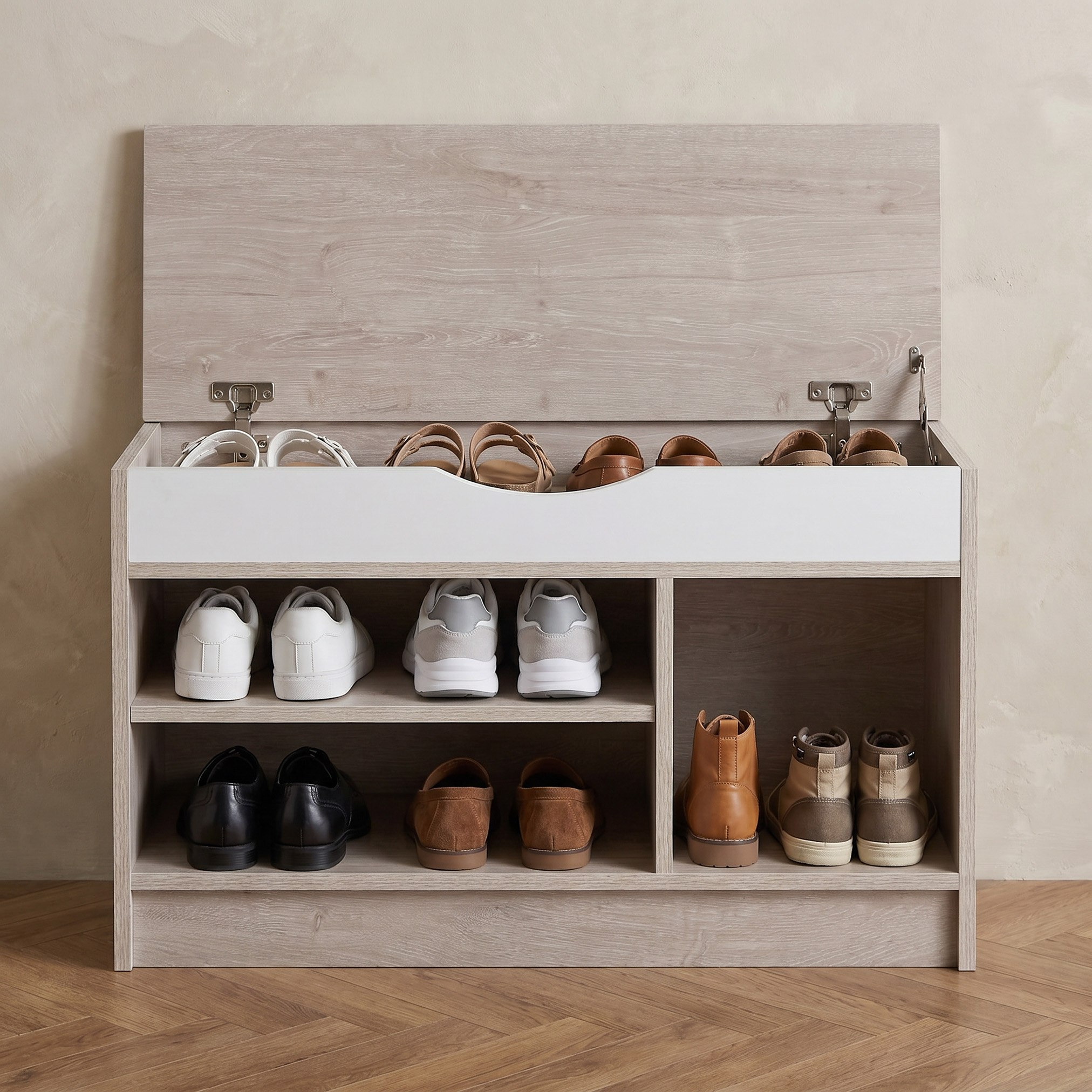 مقعد بنش بخزانة أحذية لـ5 زوجًا وباب آيفوري هالمستاد من موڤو-hbxbedroom-shoecabinetsandracks-image-6