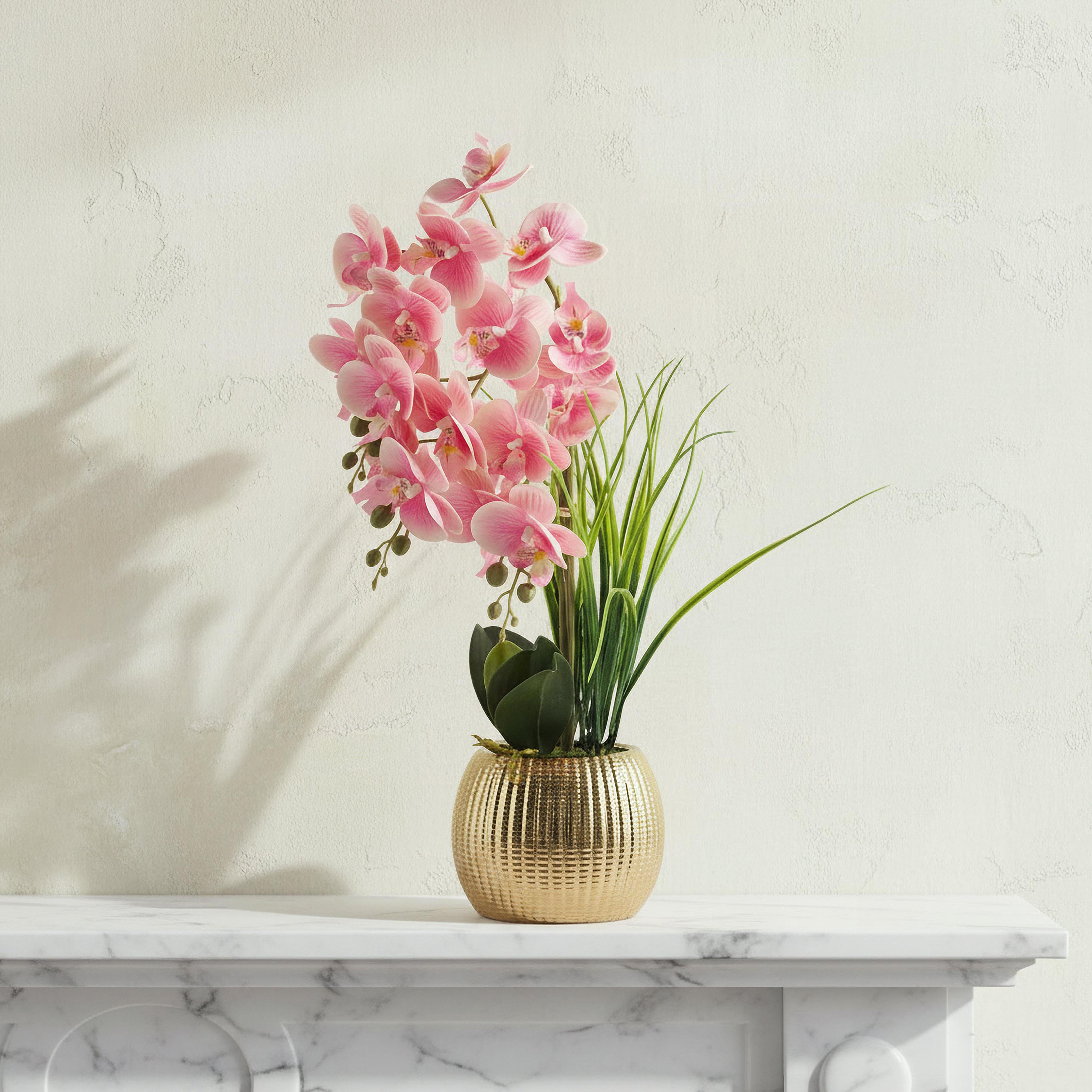 Areos Orchid Flower Arrangement with Ribbed Ceramic Pot - 56 cm-PROMO_HB_BAH_THRESHOLD_Homeware_100426-image-1