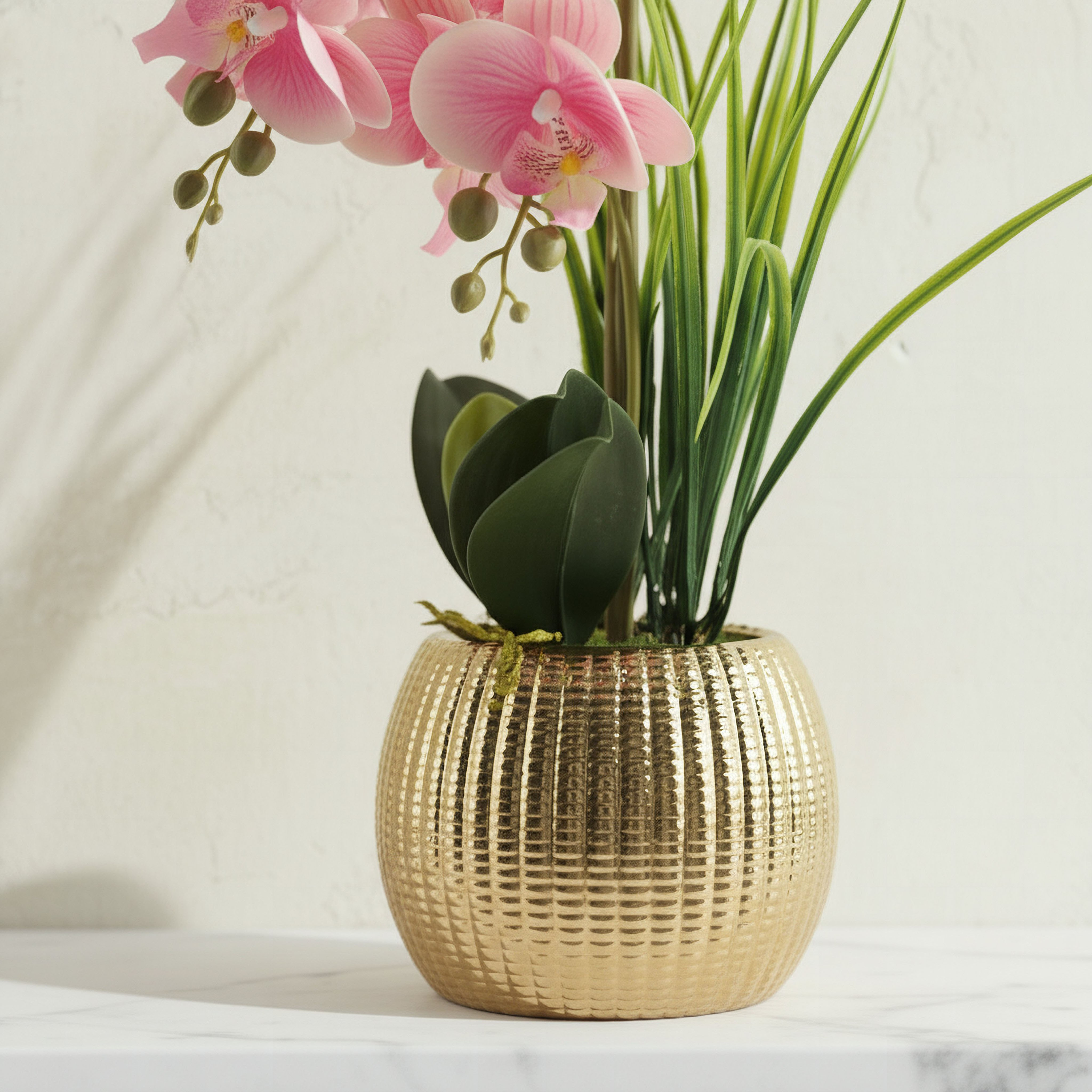 Areos Orchid Flower Arrangement with Ribbed Ceramic Pot - 56 cm-PROMO_HB_BAH_THRESHOLD_Homeware_100426-image-2