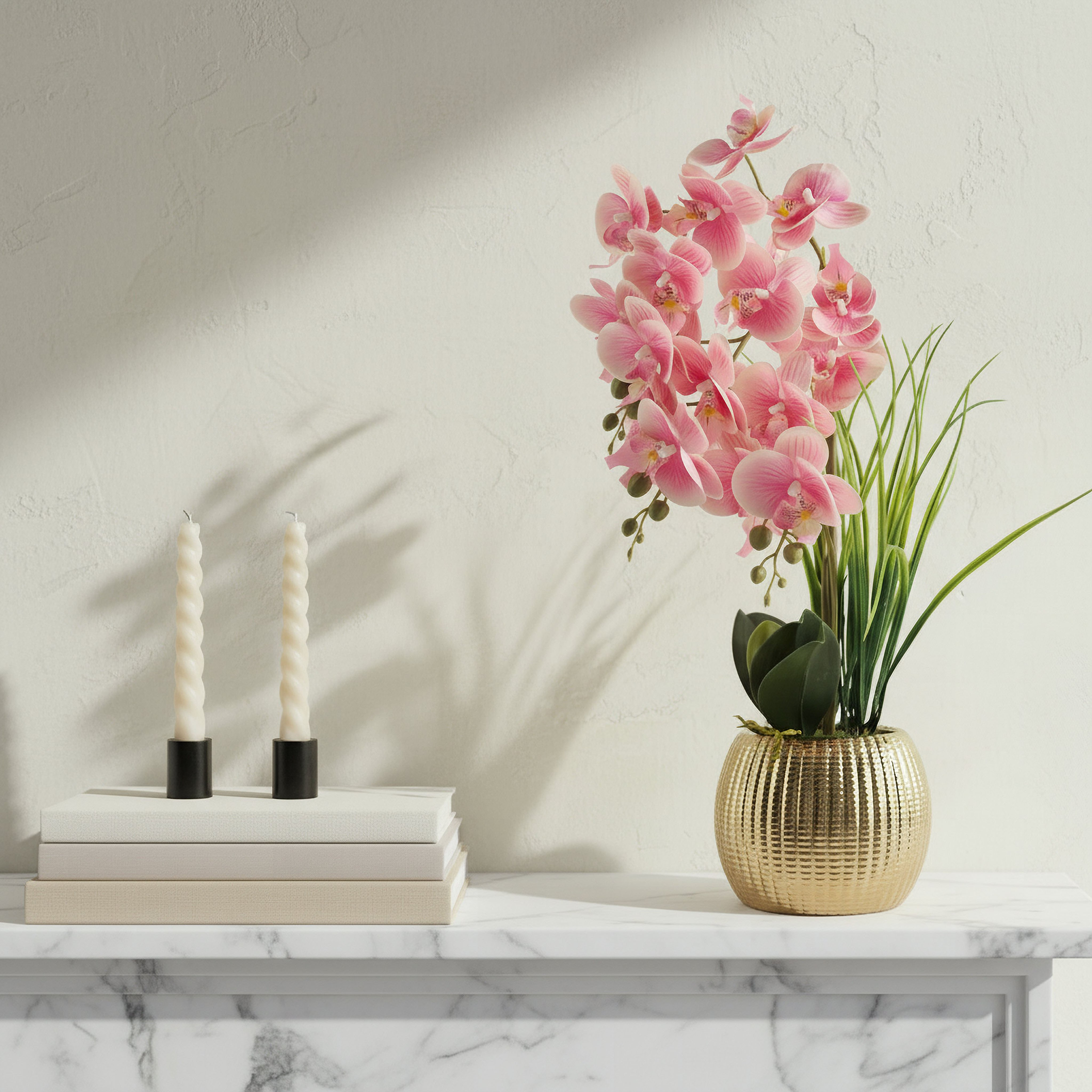 Areos Orchid Flower Arrangement with Ribbed Ceramic Pot - 56 cm-PROMO_HB_BAH_THRESHOLD_Homeware_100426-image-3