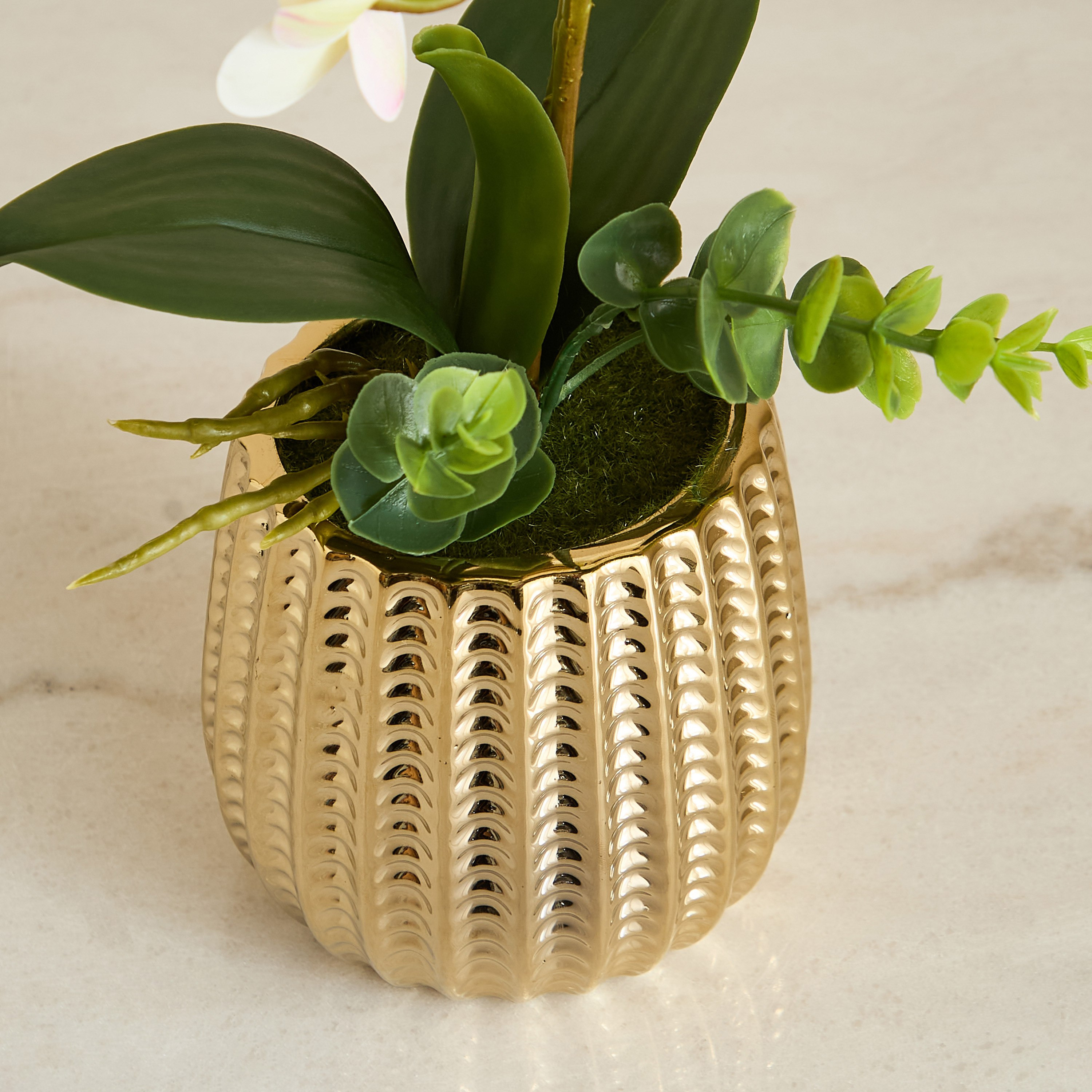 باقة زهرة الأوركيد في وعاء سيراميك مضلع - آريوس - 45 سم-hbxlivingroom-decorandaccessories-plantersandurns-image-6