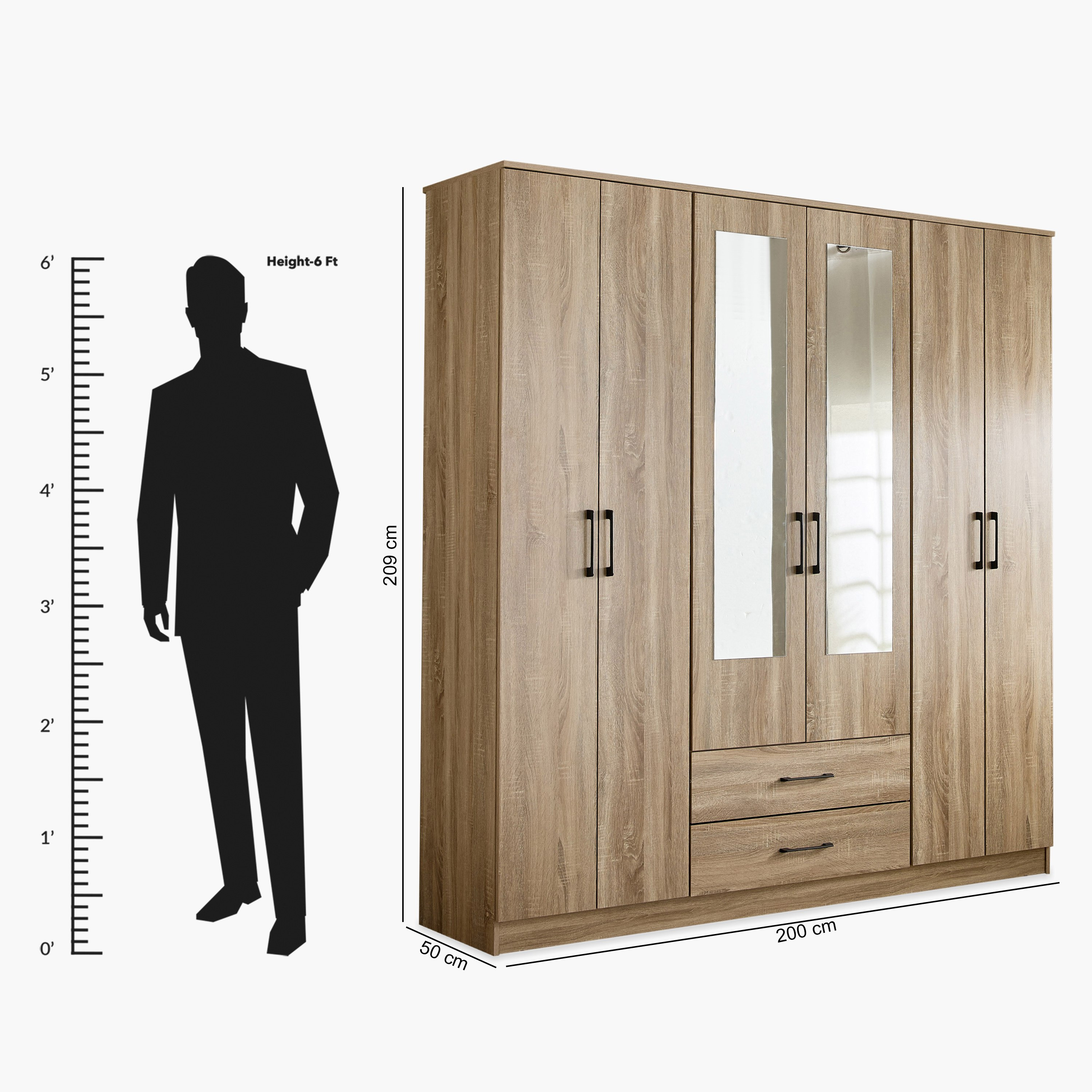خزانة ملابس 6 أبواب مع درجين - أواسيس كلوفر من موڤو-hbxfurniture-wardrobes-image-13