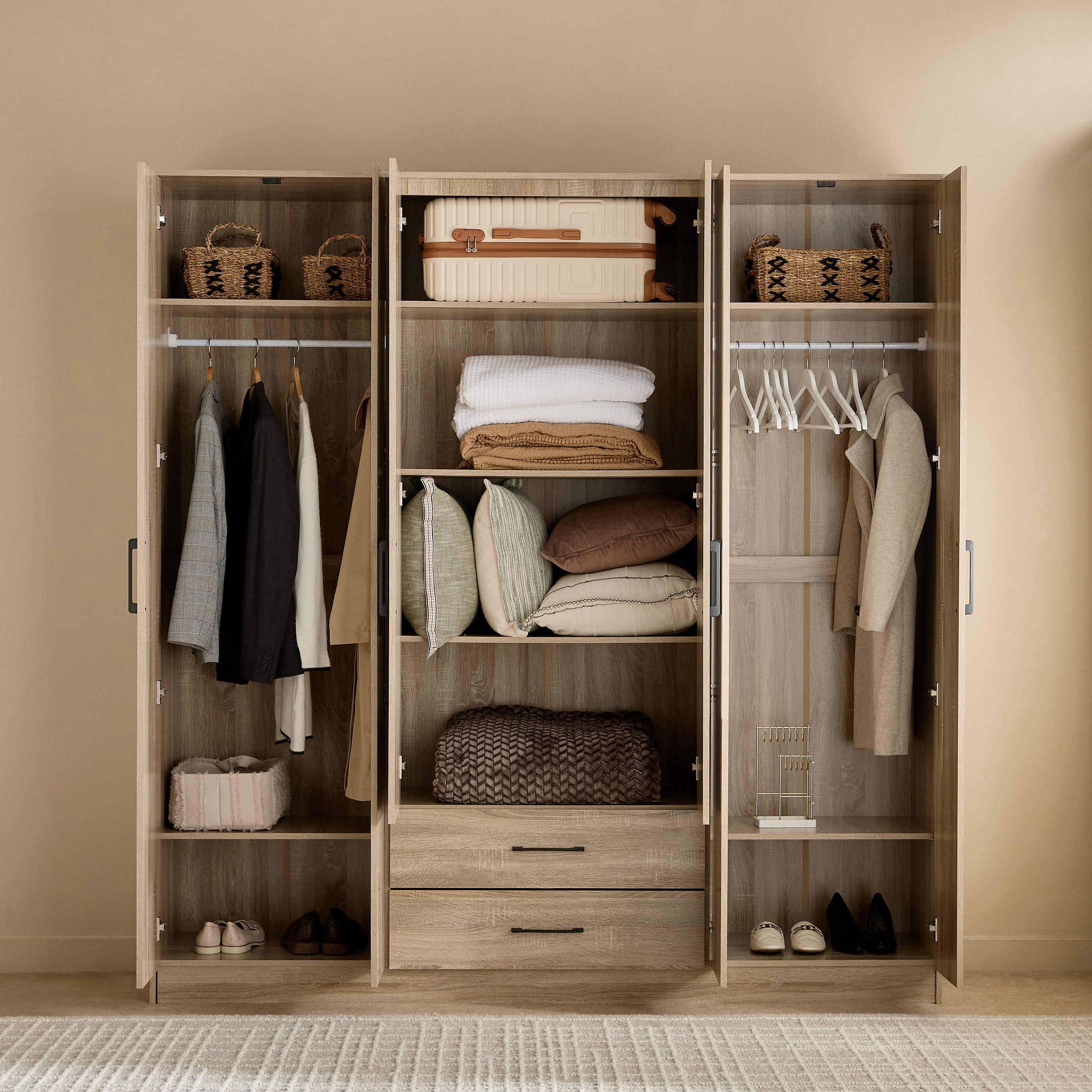خزانة ملابس 6 أبواب مع درجين - أواسيس كلوفر من موڤو-hbxfurniture-wardrobes-image-3