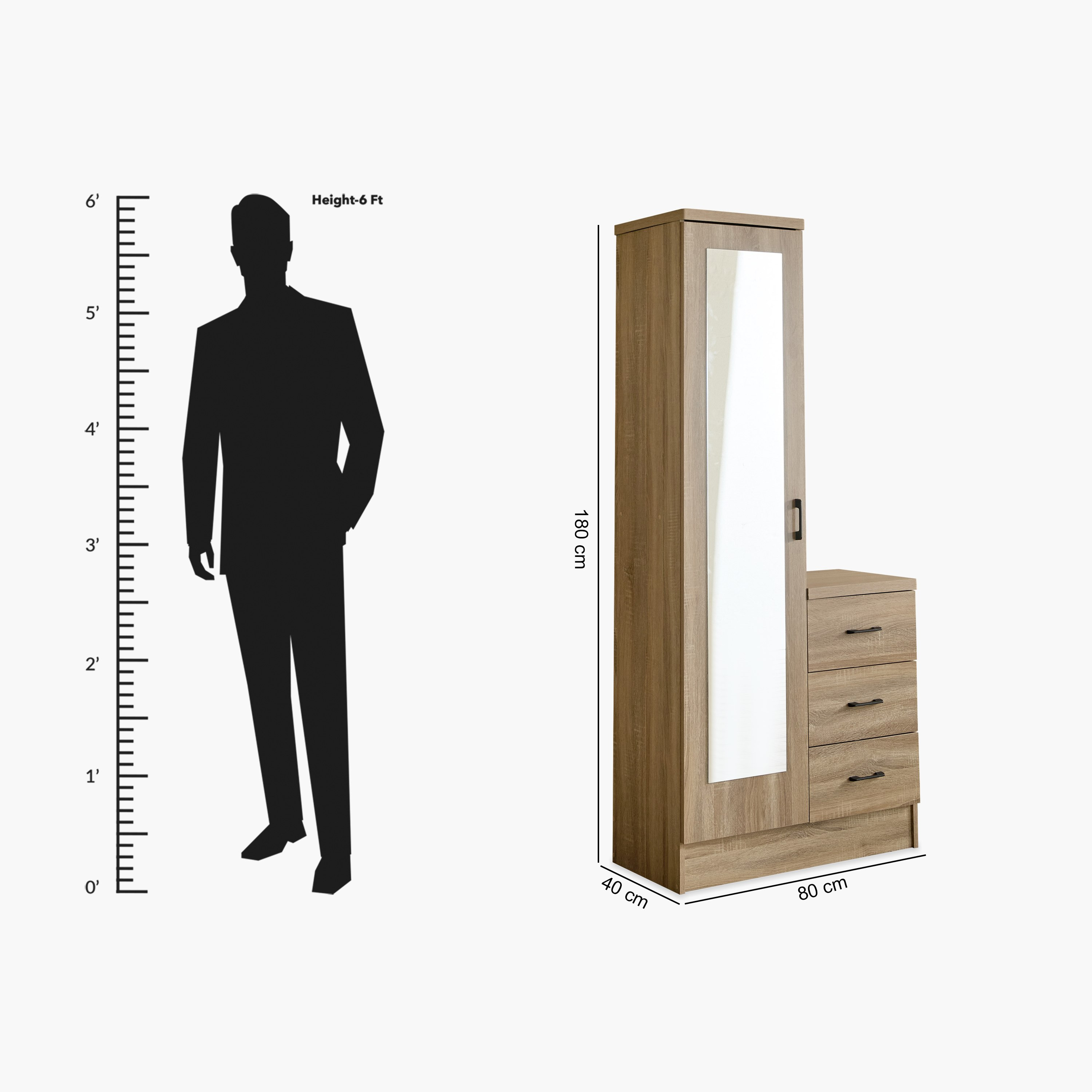 Movo Oasis Clover 3-Drawer 1-Door Tall Dressing Unit with Mirror-hbxfurniture-bedroom-dressersandmirrors-image-10