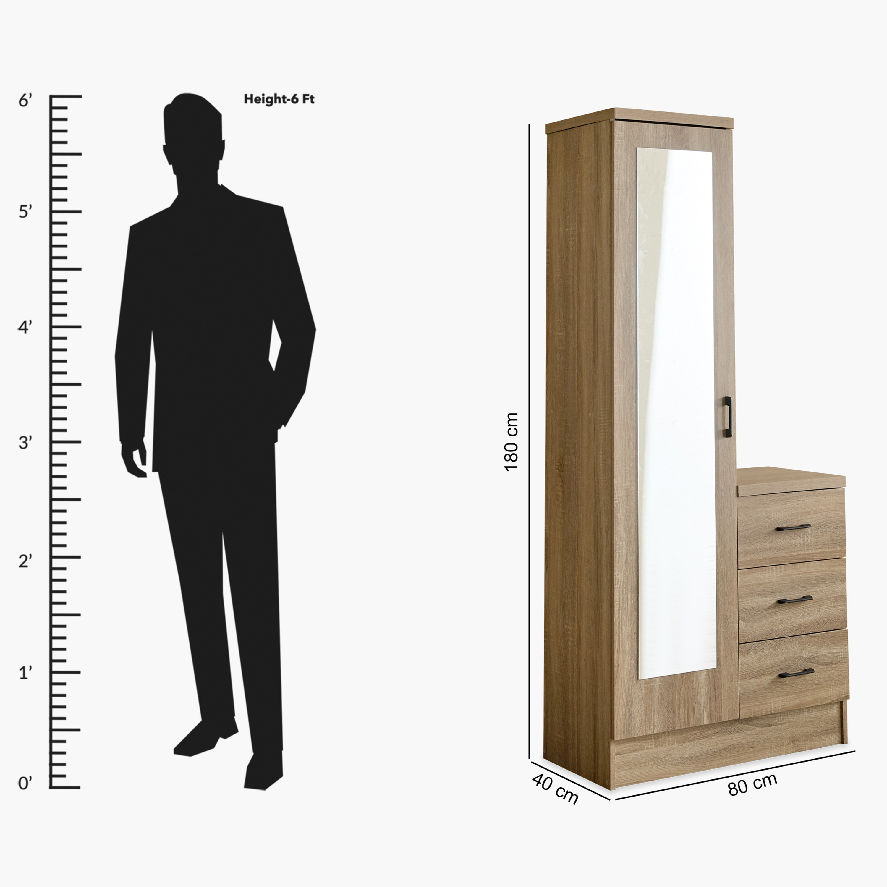 Movo Oasis Clover 3-Drawer 1-Door Tall Dressing Unit with Mirror-hbxfurniture-bedroom-dressersandmirrors-image-11