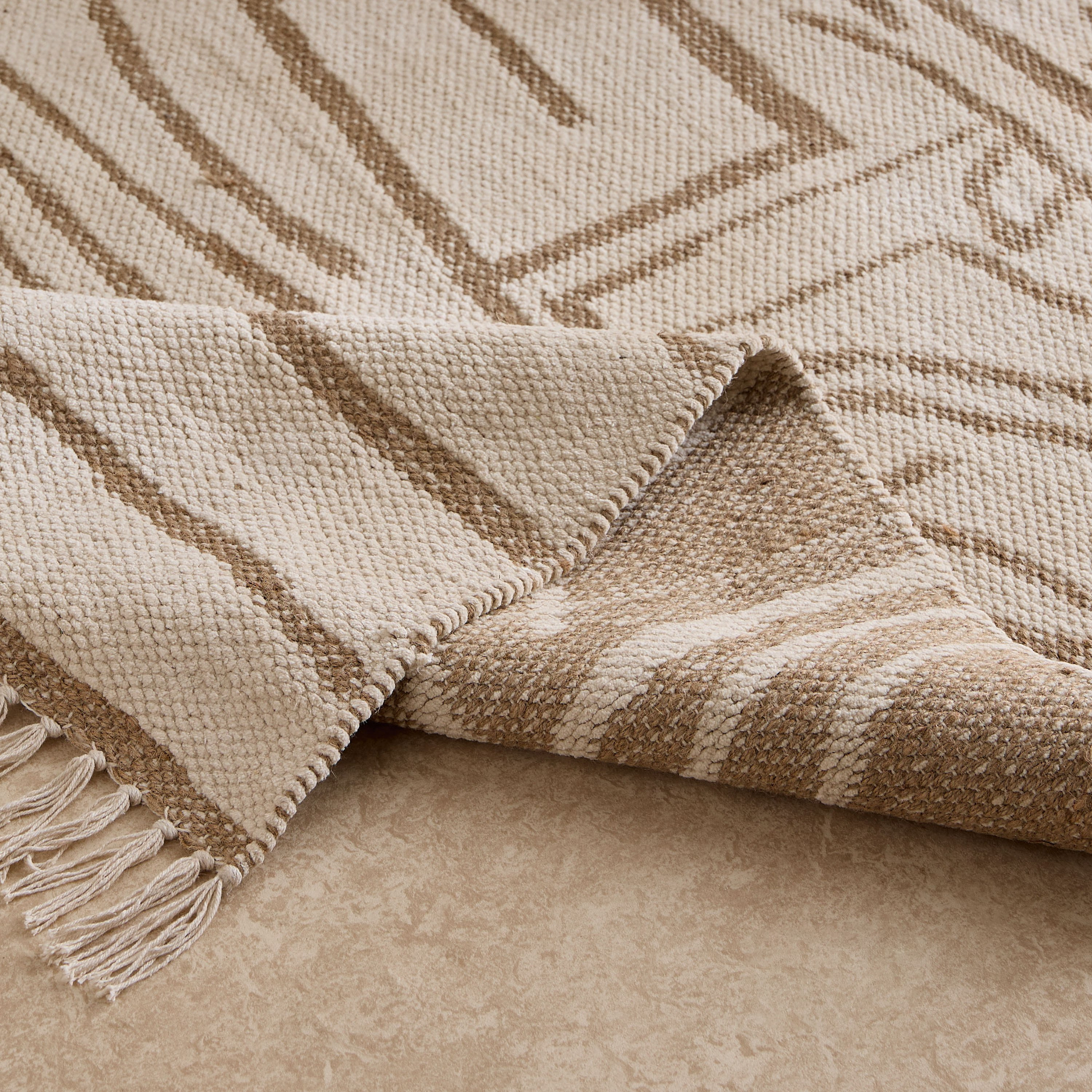 Azura Earthy Handmade Woven Cotton Jute Dhurrie - 110x160 cm-hbxdecorandfurnishings-floorcoverings-rugs-image-4