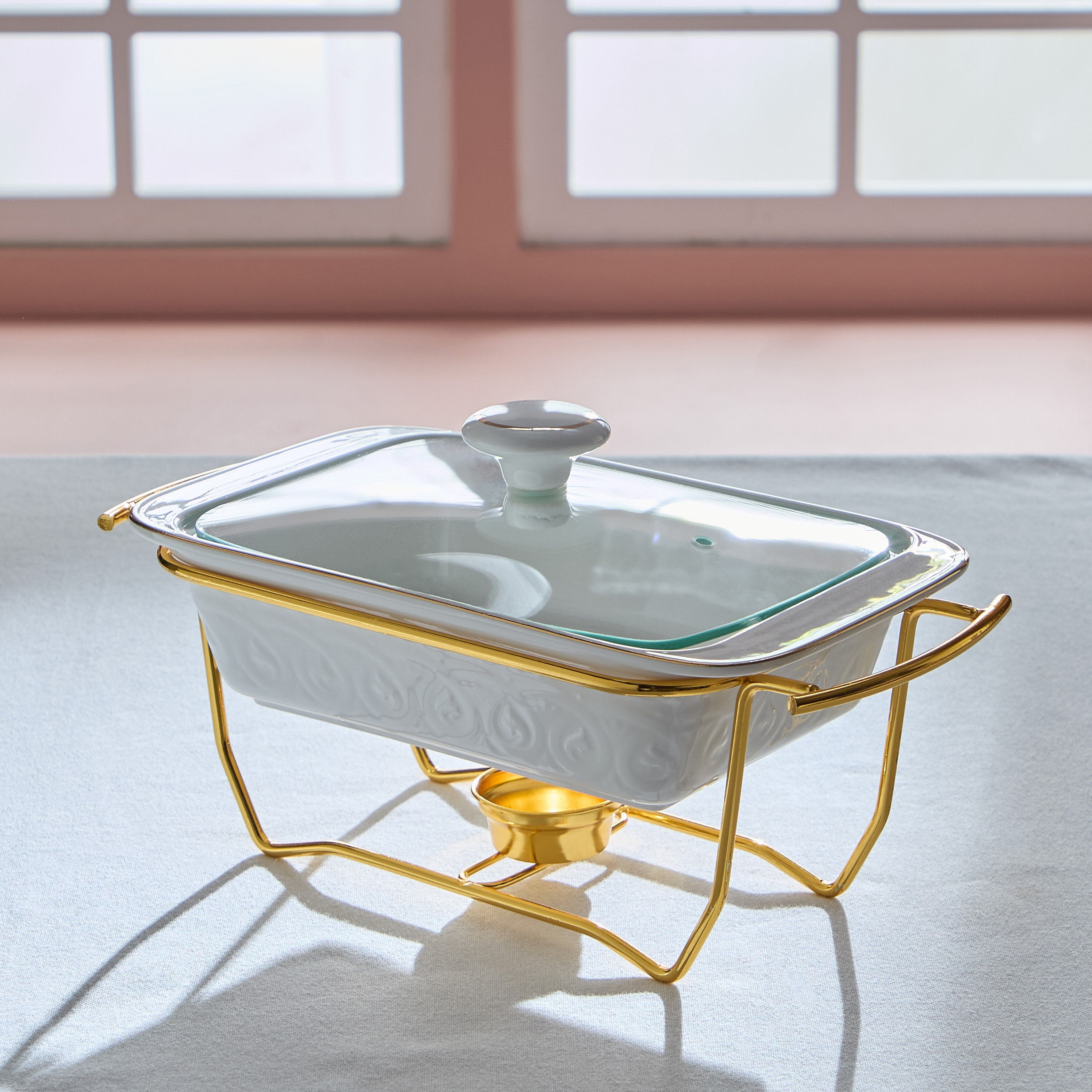Noor Luxe Rectangular Casserole with Glass Lid and Rack - 1.1 L-hbxdecorandfurnishings-tabletop-serveware-image-5
