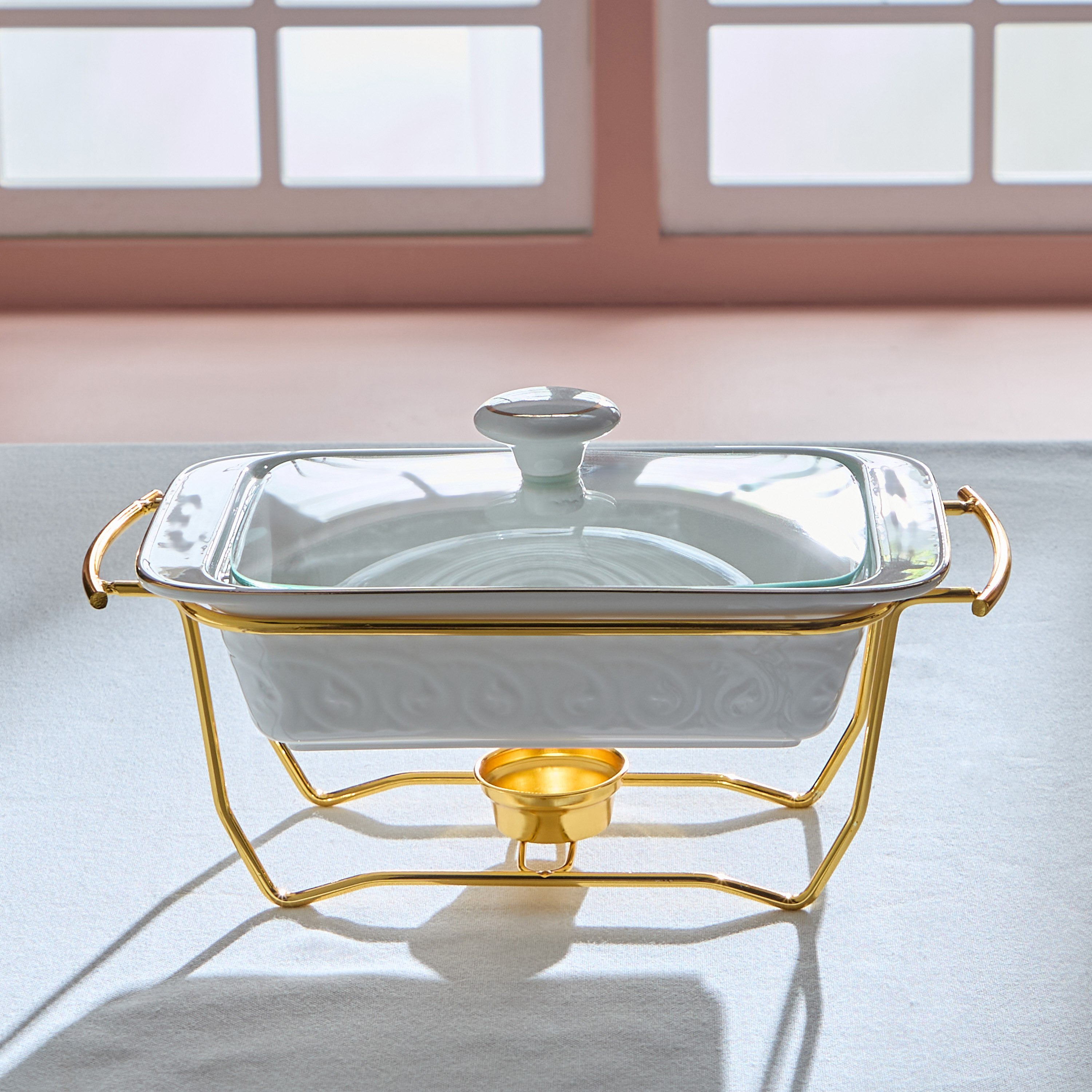 Noor Luxe Rectangular Casserole with Glass Lid and Rack - 1.1 L-hbxdecorandfurnishings-tabletop-serveware-image-6