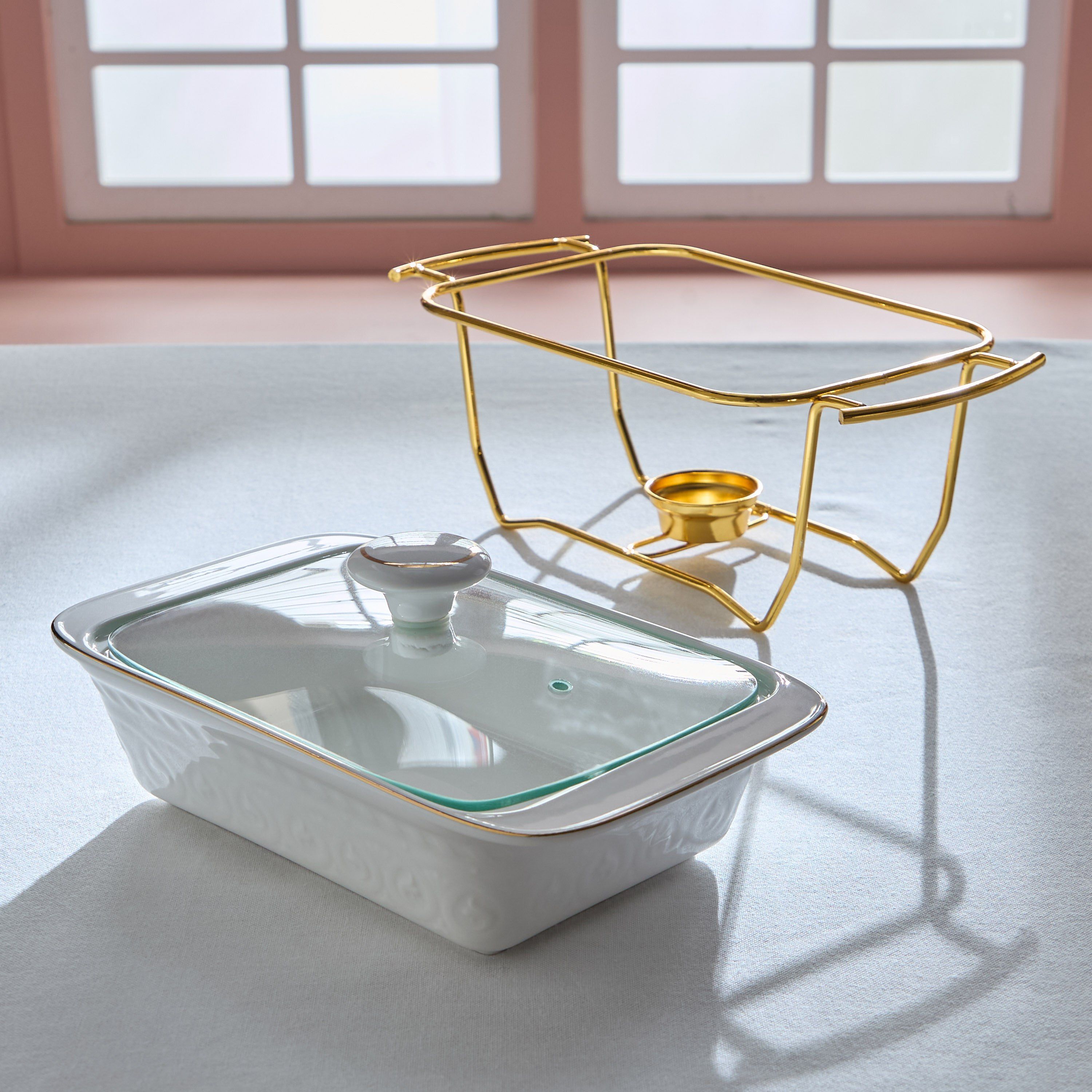 Noor Luxe Rectangular Casserole with Glass Lid and Rack - 1.1 L-hbxdecorandfurnishings-tabletop-serveware-image-7
