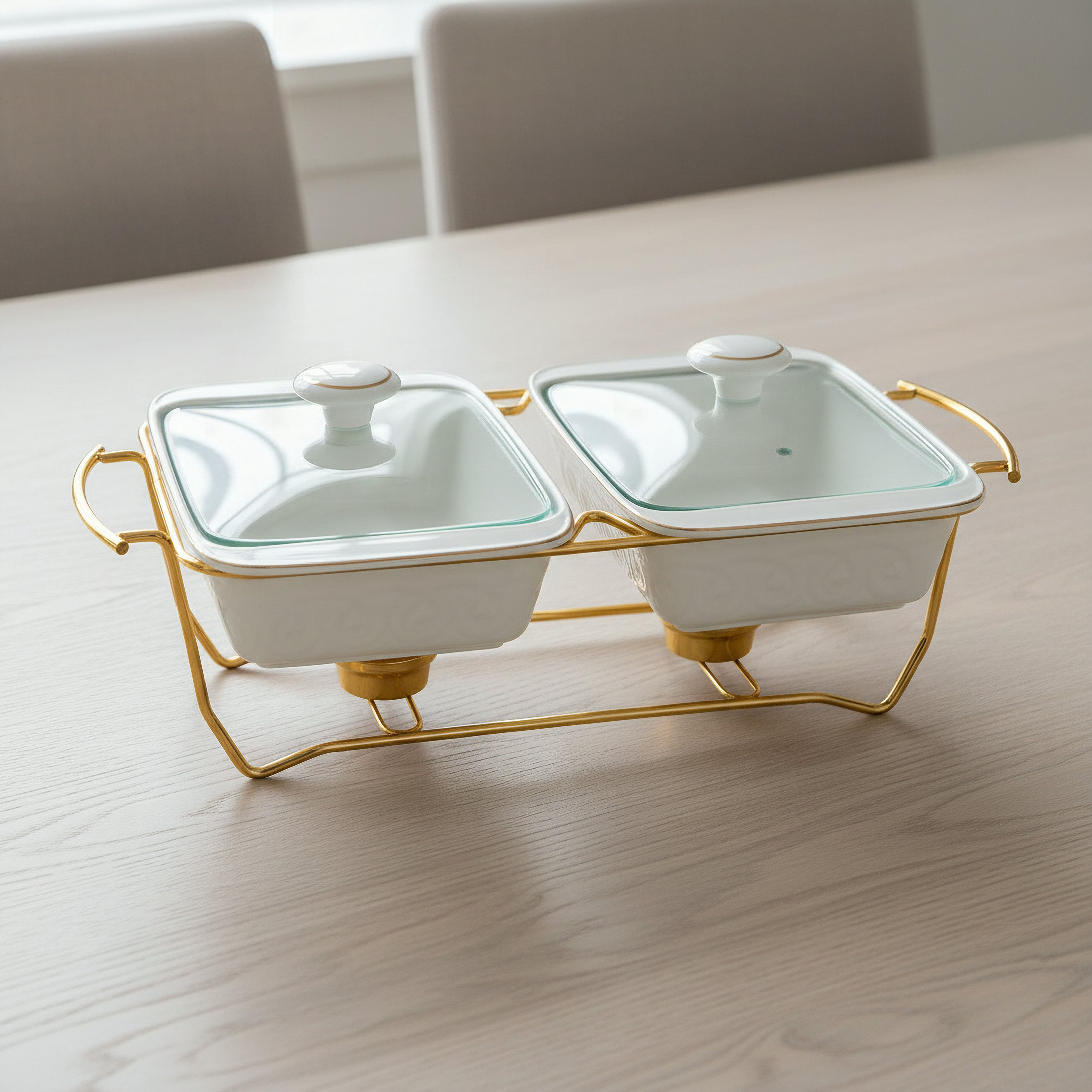Noor Luxe Twin Food Warmer - 2.2 L-hbxdecorandfurnishings-tabletop-serveware-image-1