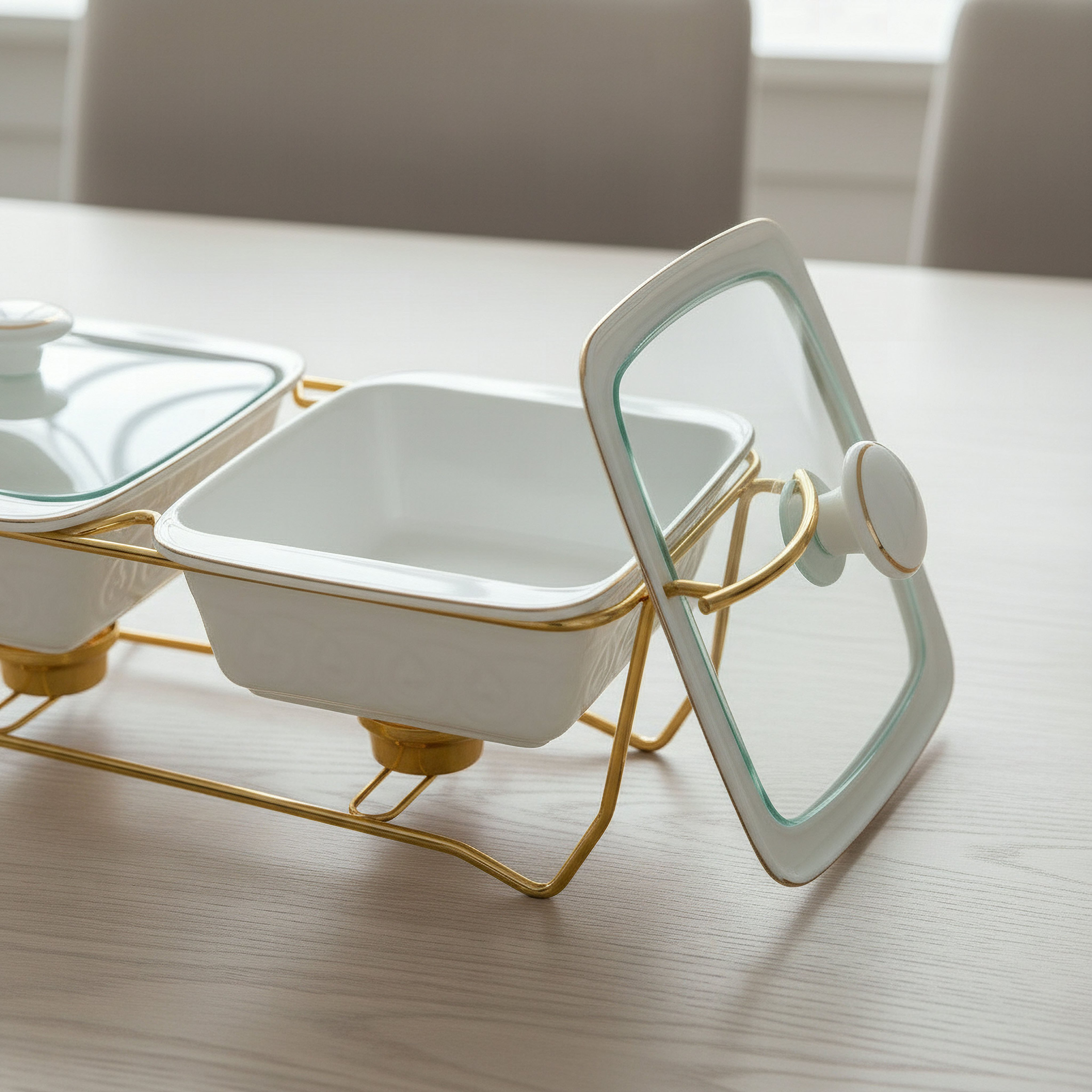 Noor Luxe Twin Food Warmer - 2.2 L-hbxdecorandfurnishings-tabletop-serveware-image-2