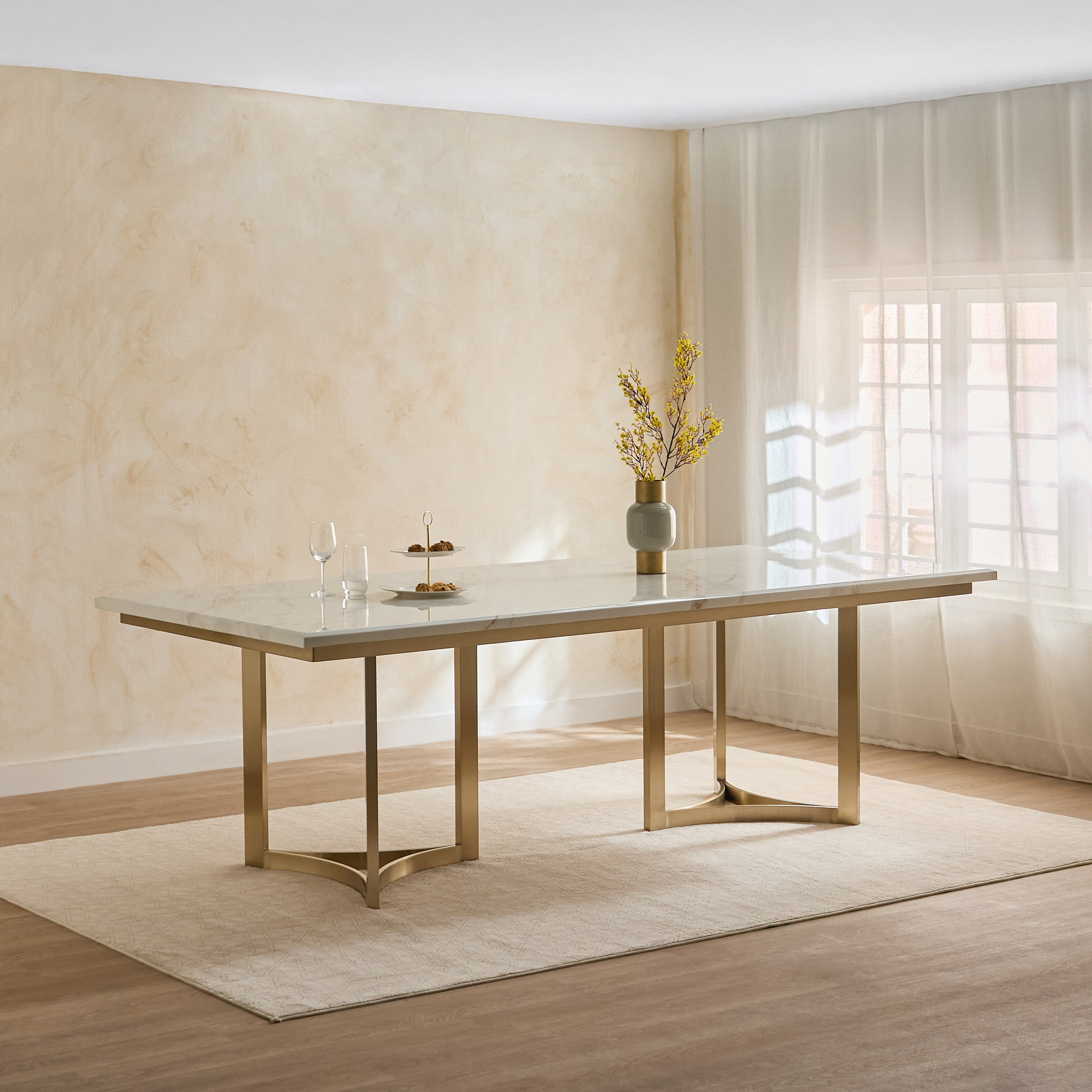 طاولة سفرة بسطح رخام 8 مقاعد من مودينا-hbxfurniture-diningroom-diningtables-eightseater-image-1