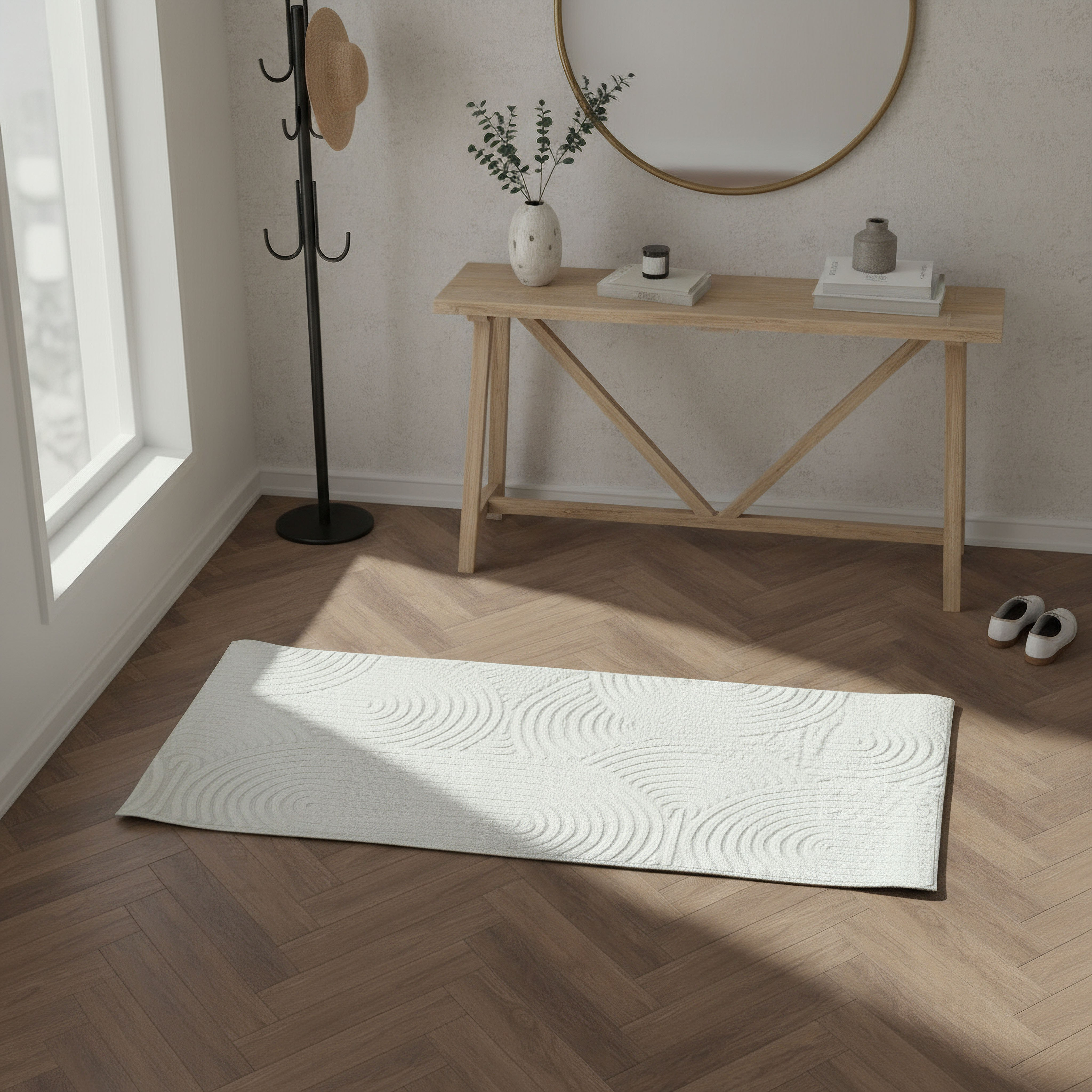 Zara Hena Jacquard Rabbit Fur Rug - 60x150 cm-hbxdecorandfurnishings-floorcoverings-rugs-image-3