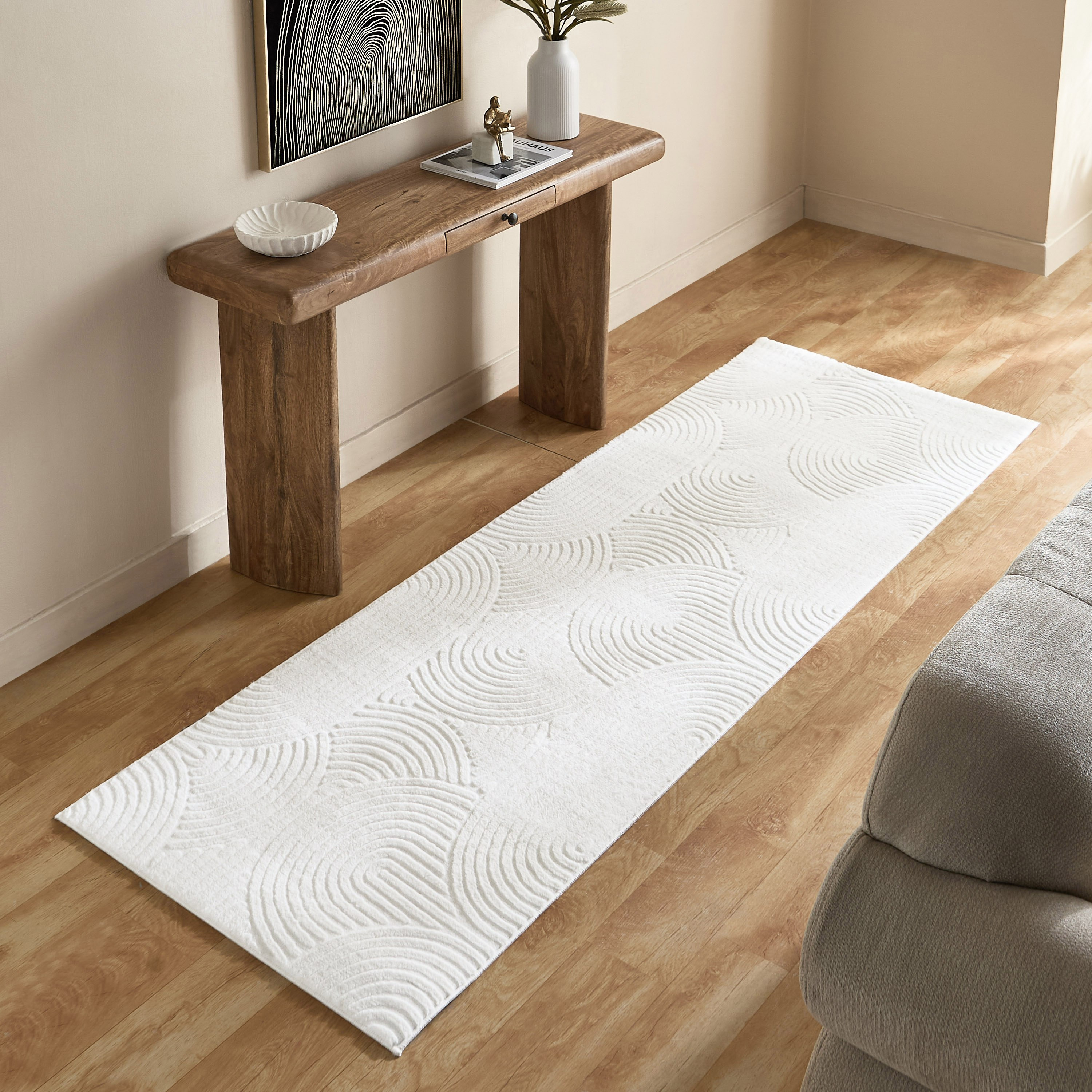 Zara Hena Jacquard Rabbit Fur Rug - 60x150 cm-hbxdecorandfurnishings-floorcoverings-rugs-image-4