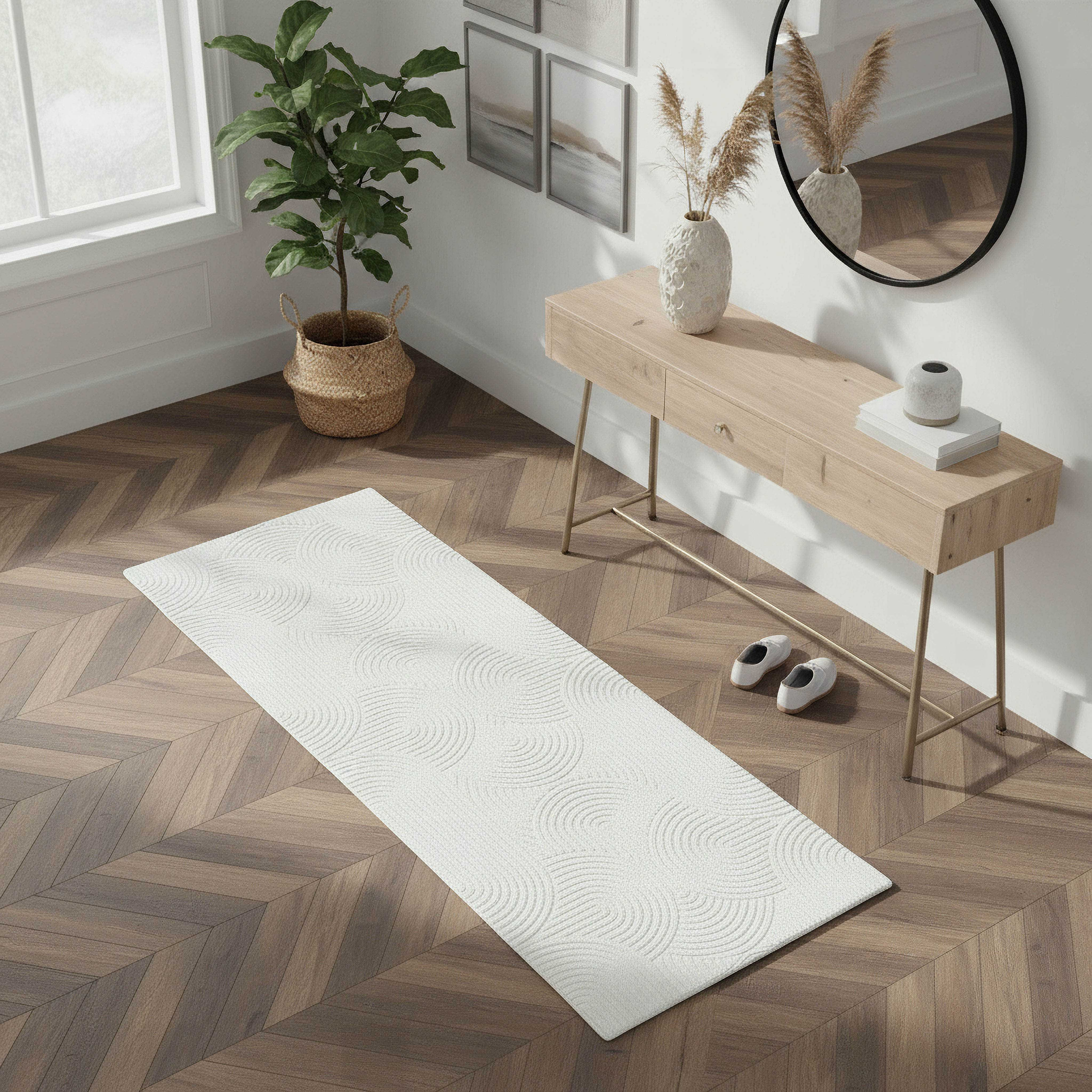 Zara Hena Jacquard Rabbit Fur Rug - 60x150 cm-hbxdecorandfurnishings-floorcoverings-rugs-image-3