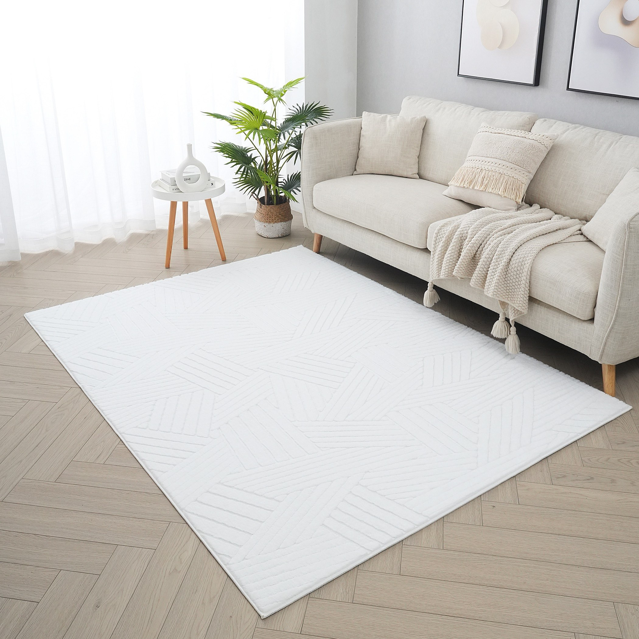 Elsdon Volco Patterned Rabbit Fur Rug - 200x300 cm-hbxdecorandfurnishings-floorcoverings-rugs-image-1