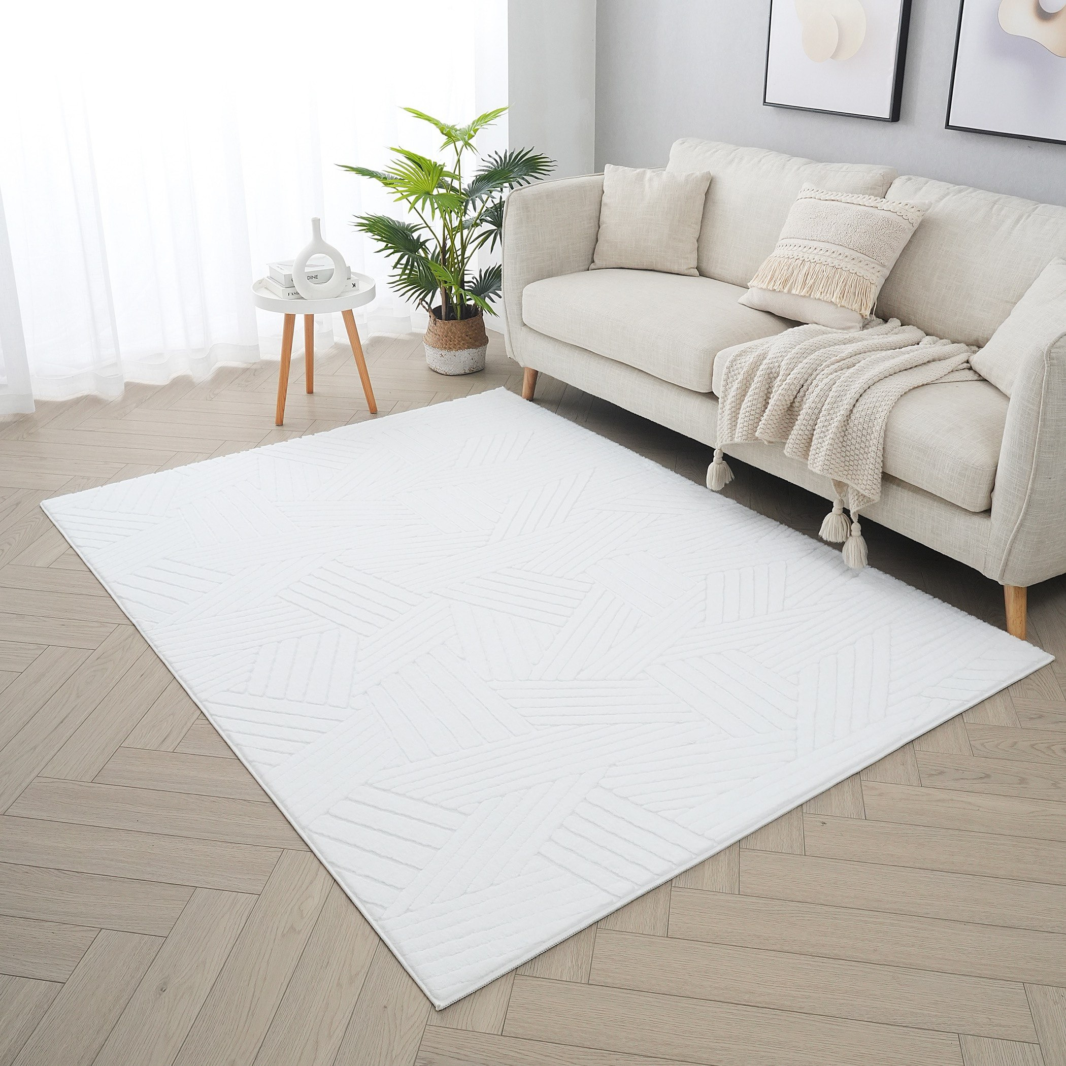 Elsdon Volco Patterned Rabbit Fur Rug - 240x350 cm-hbxdecorandfurnishings-floorcoverings-rugs-image-1