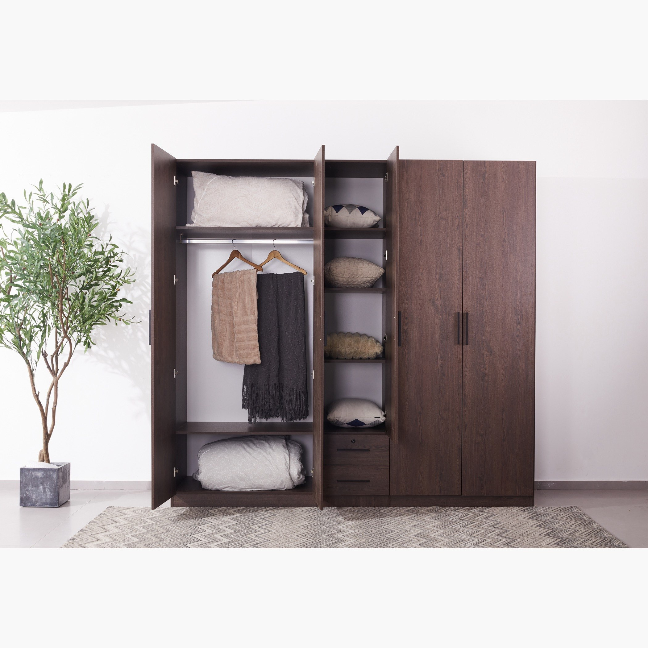 Movo Hotelya 5 Door Wardrobe with 2 Drawers Locks and Mirrors-hbxfurniture-wardrobes-image-4